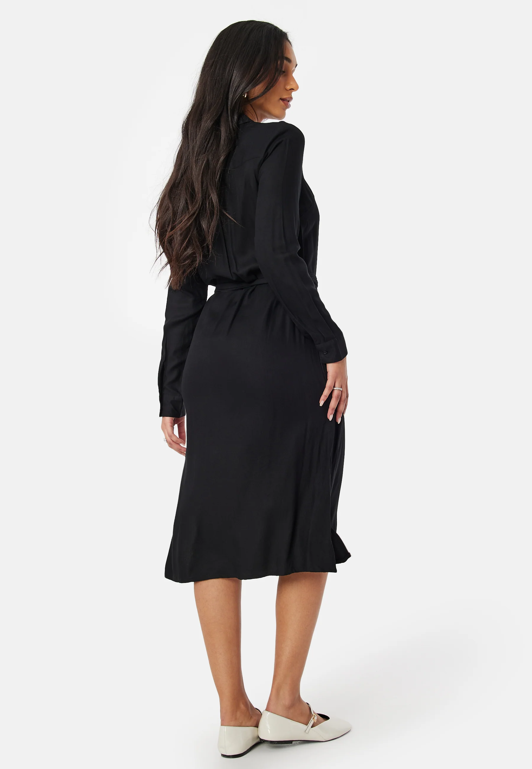 Belted L/S Viscose Shirt Dress - Image 2