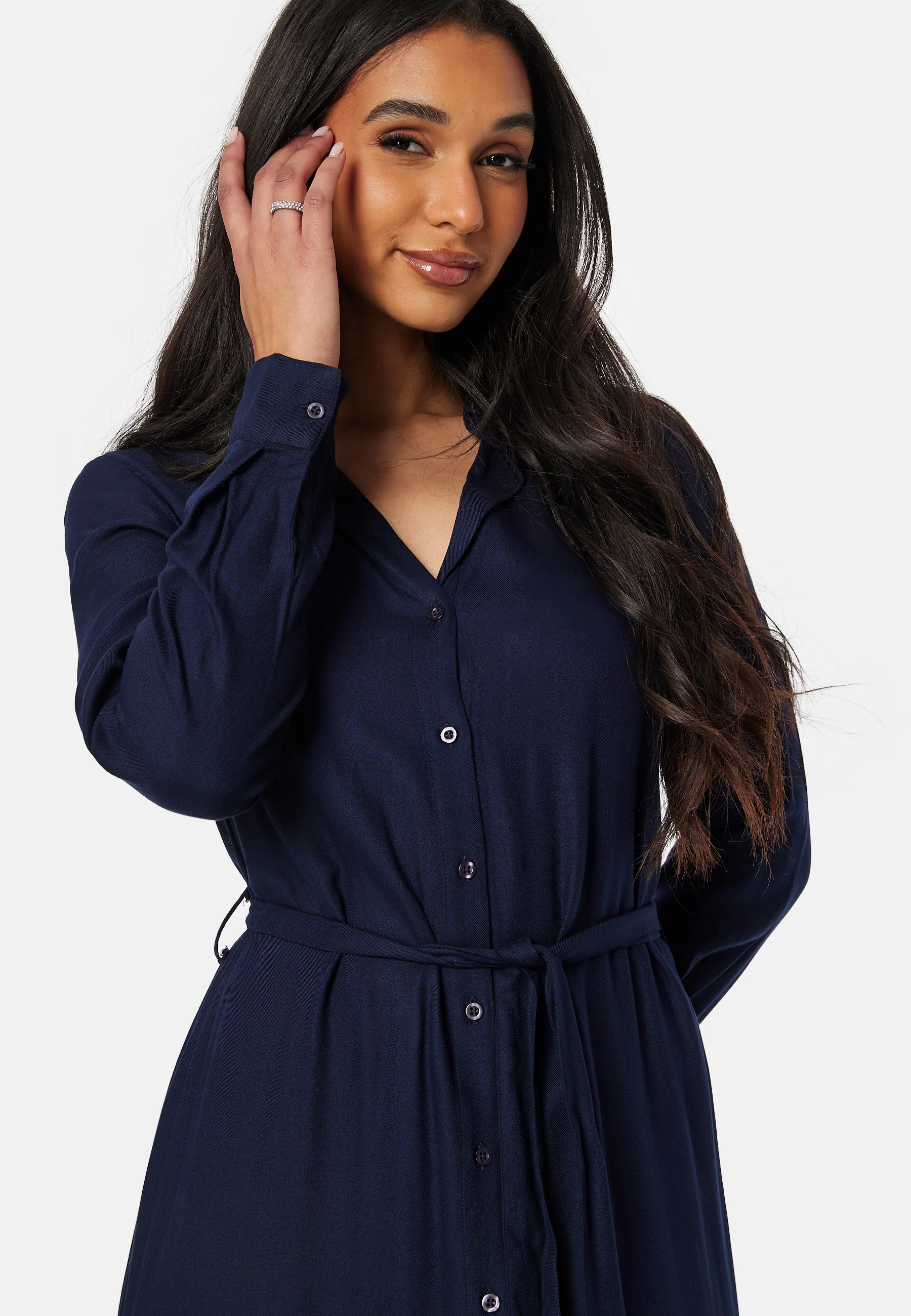 Belted L/S Viscose Shirt Dress - Image 3
