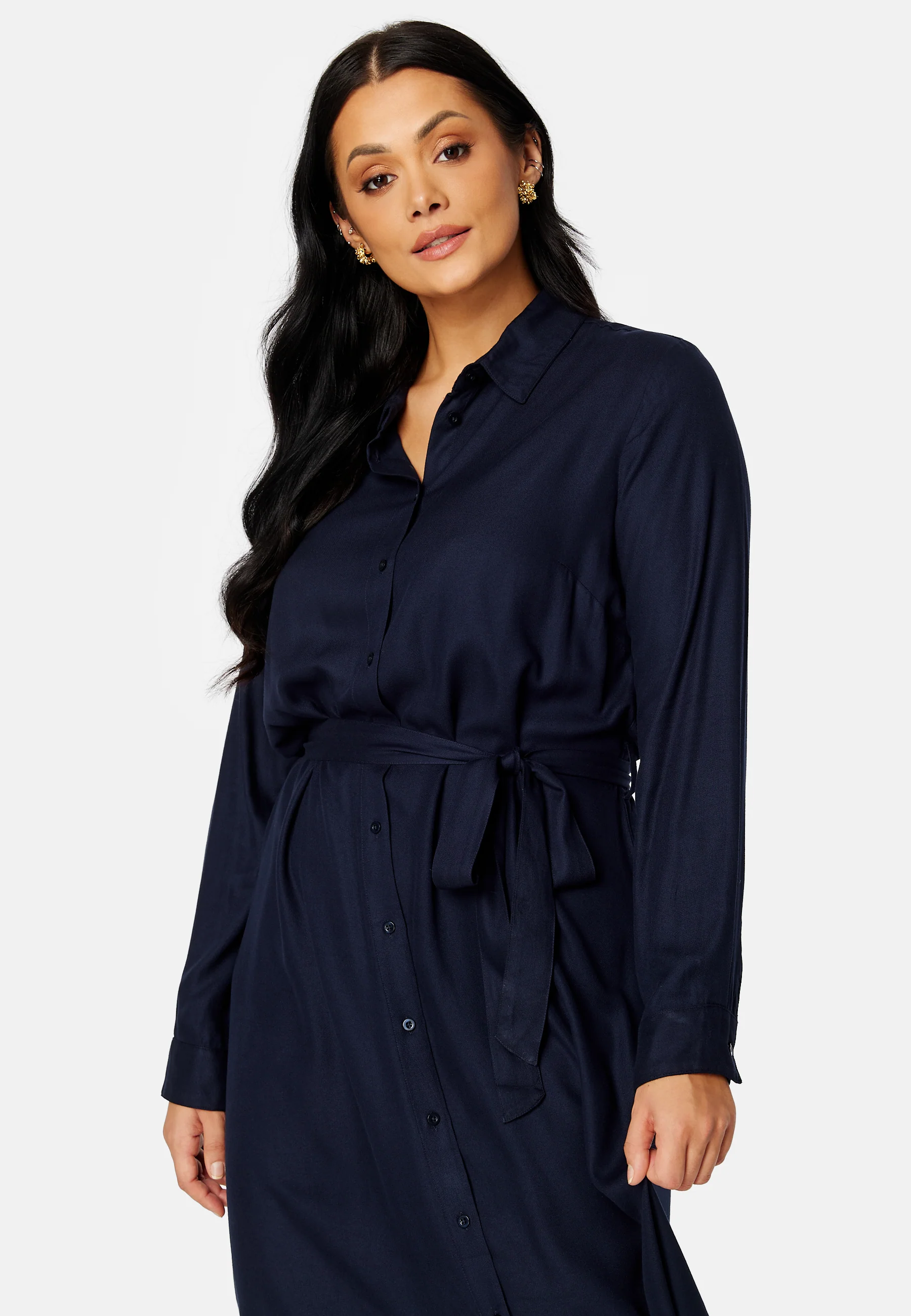 Belted L/S Viscose Shirt Dress - Image 5