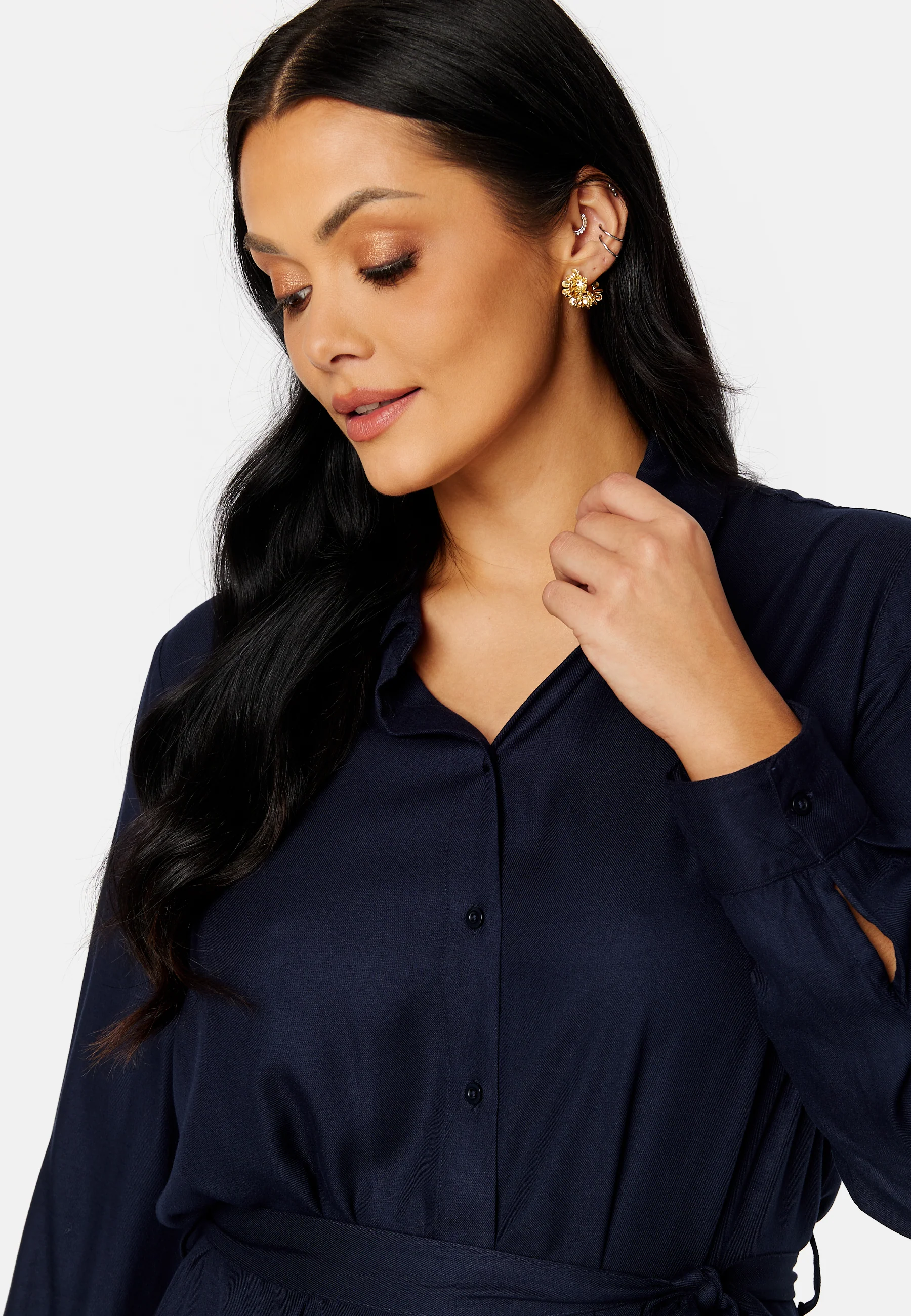 Belted L/S Viscose Shirt Dress - Image 6