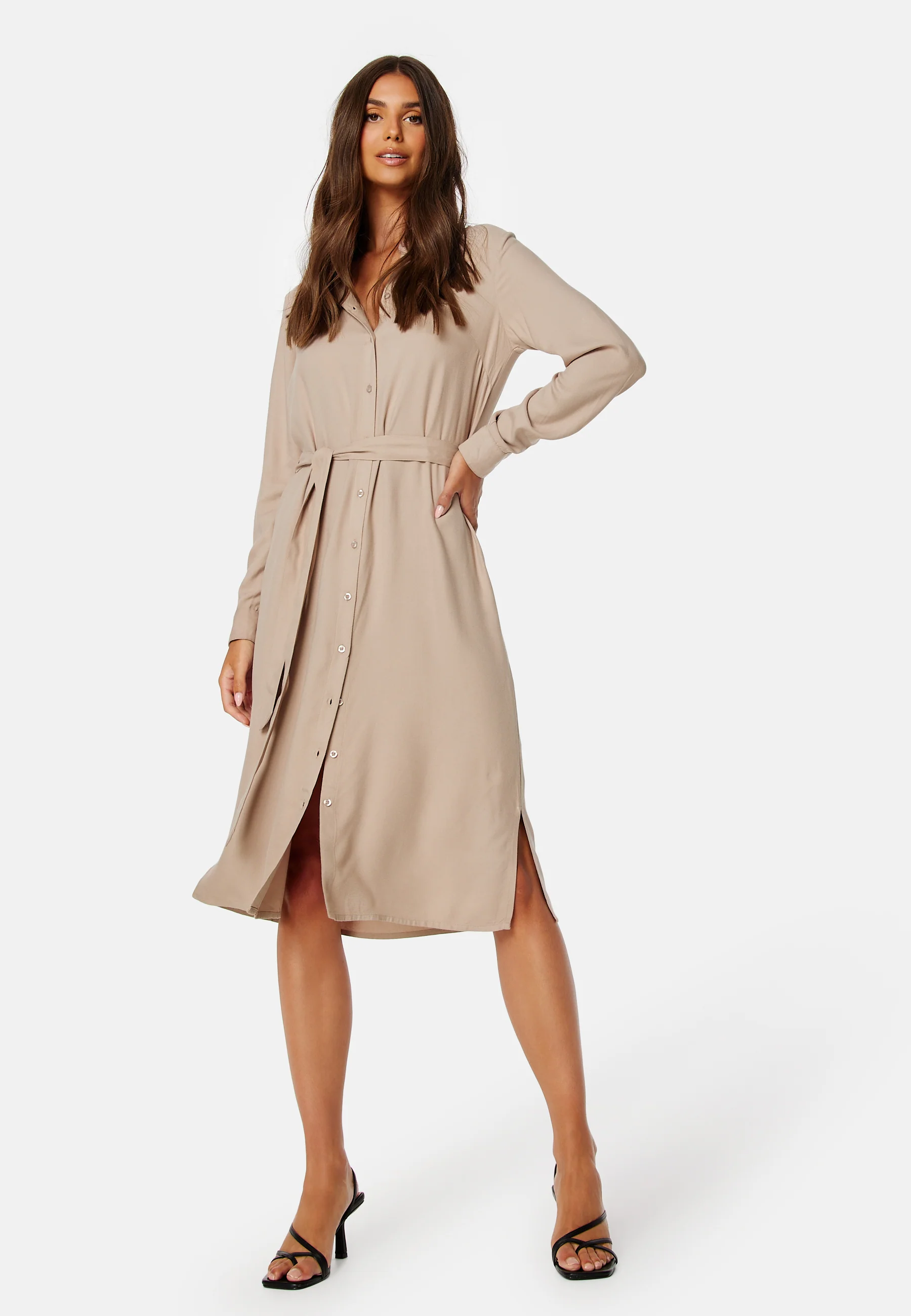Belted L/S Viscose Shirt Dress - Image 3