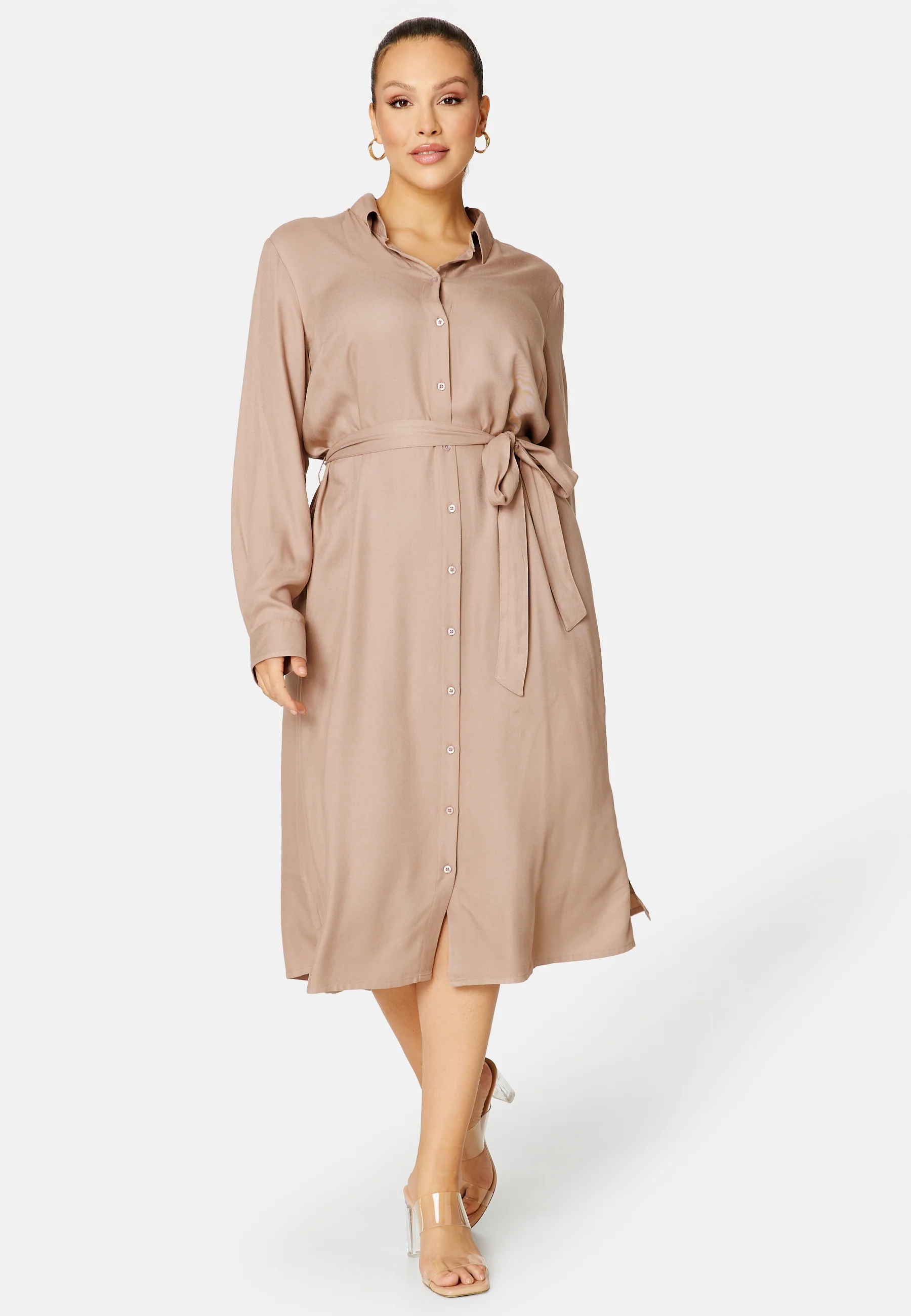 Belted L/S Viscose Shirt Dress - Image 5