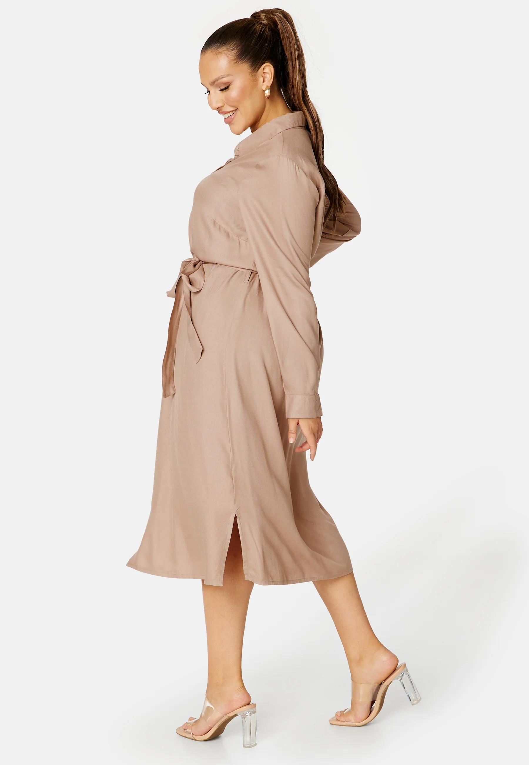 Belted L/S Viscose Shirt Dress - Image 6