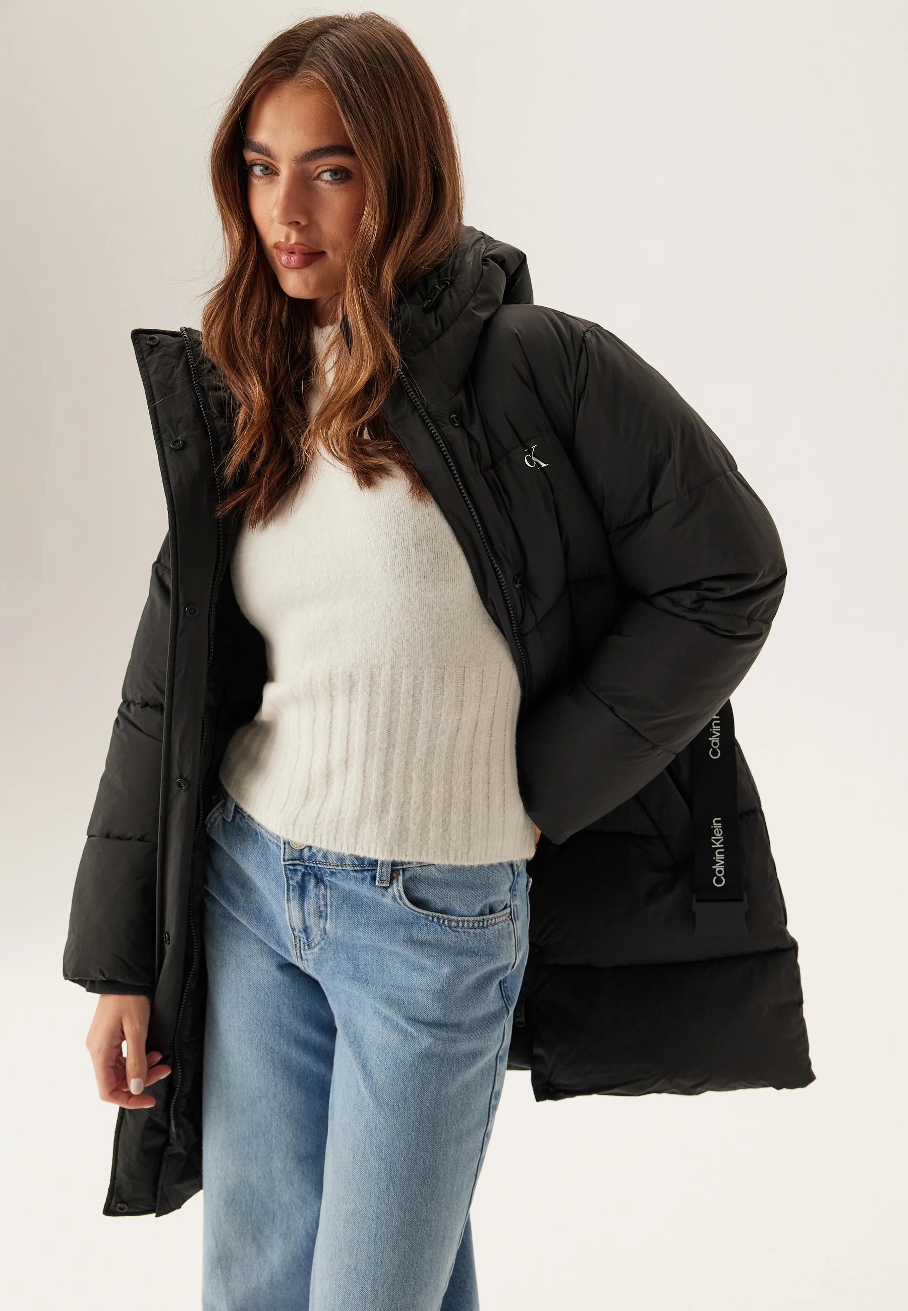 Belted Midweight Long Puffer - Image 3