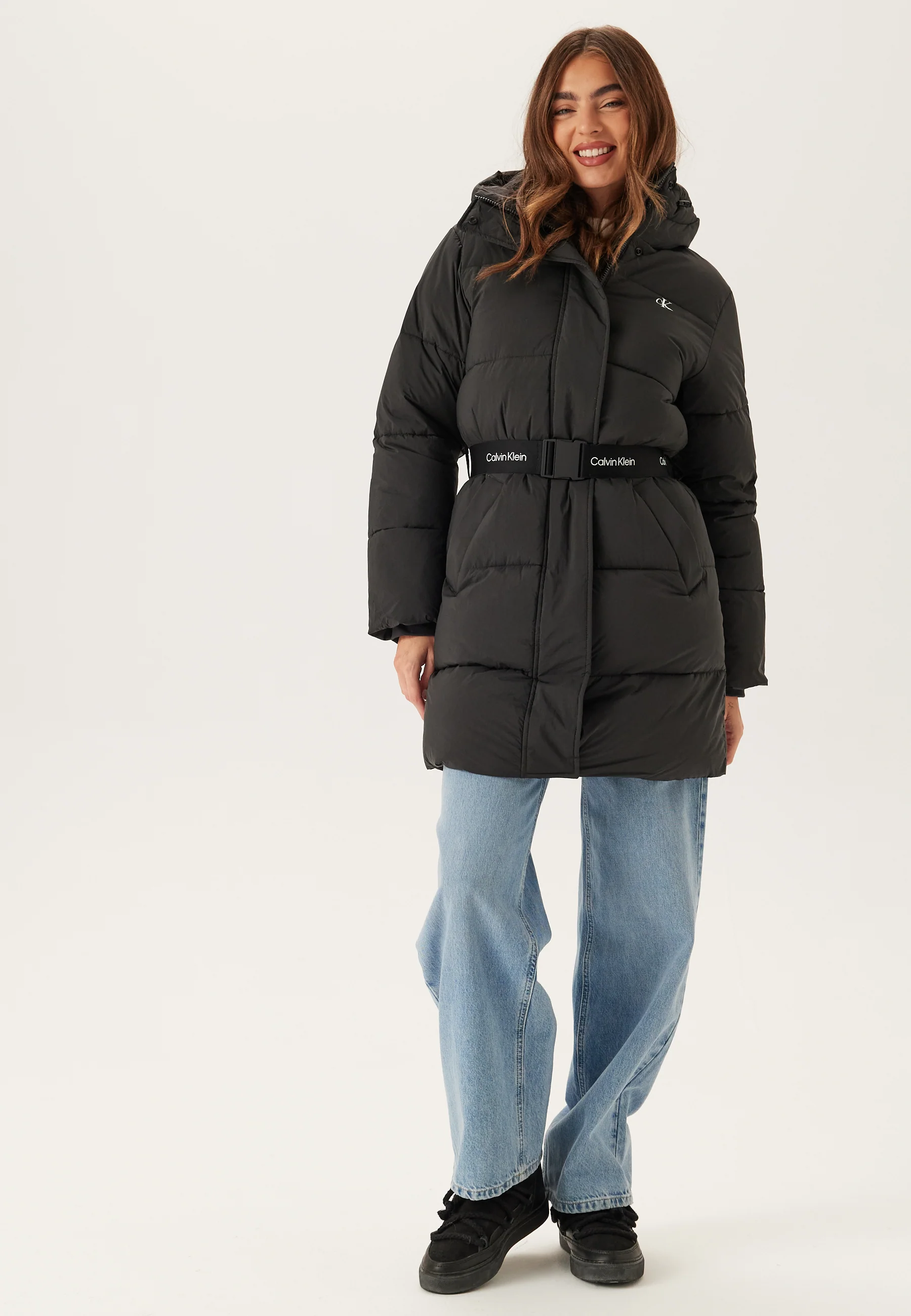 Belted Midweight Long Puffer - Image 4