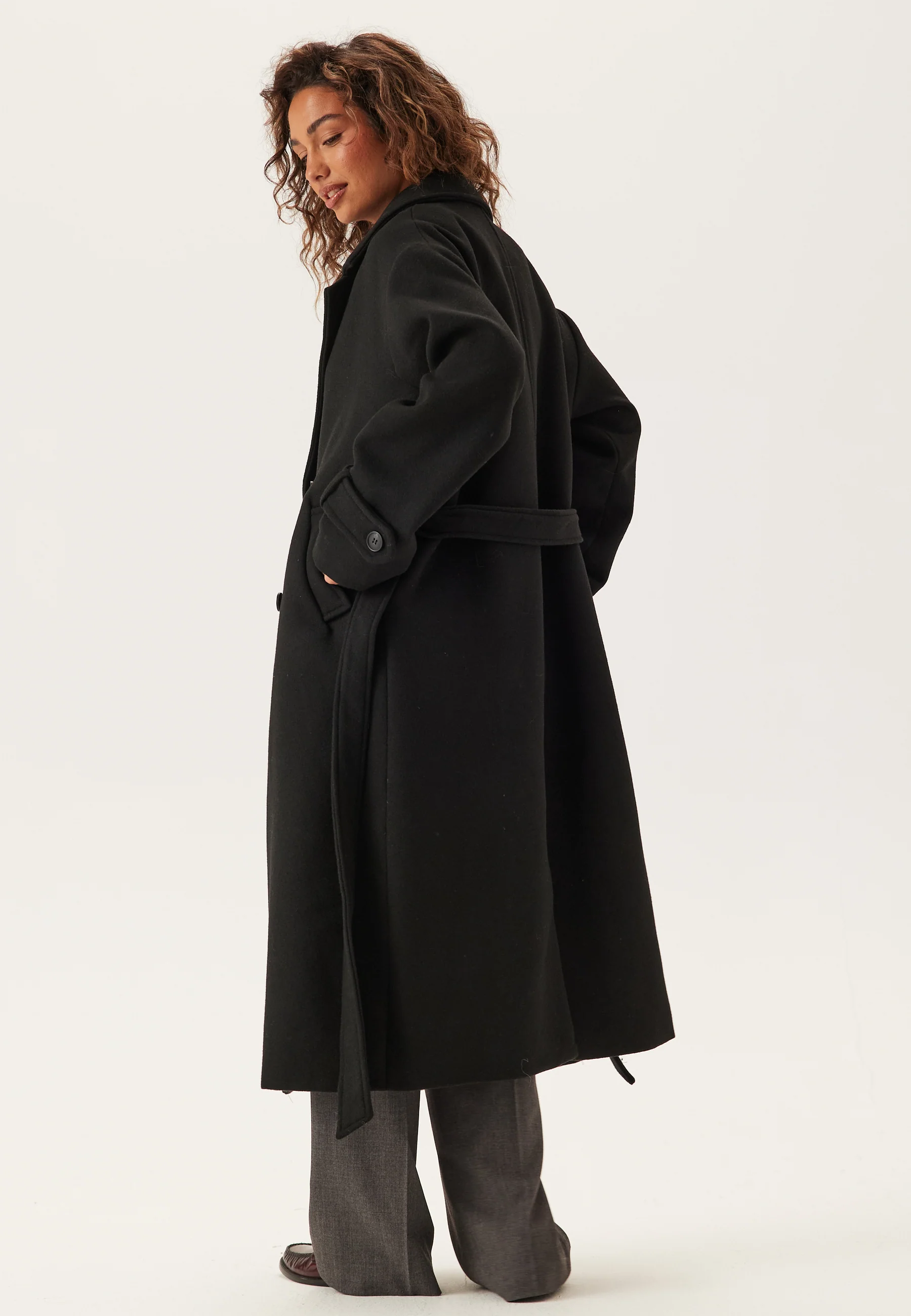 Belted Wool Blend Coat - Image 3