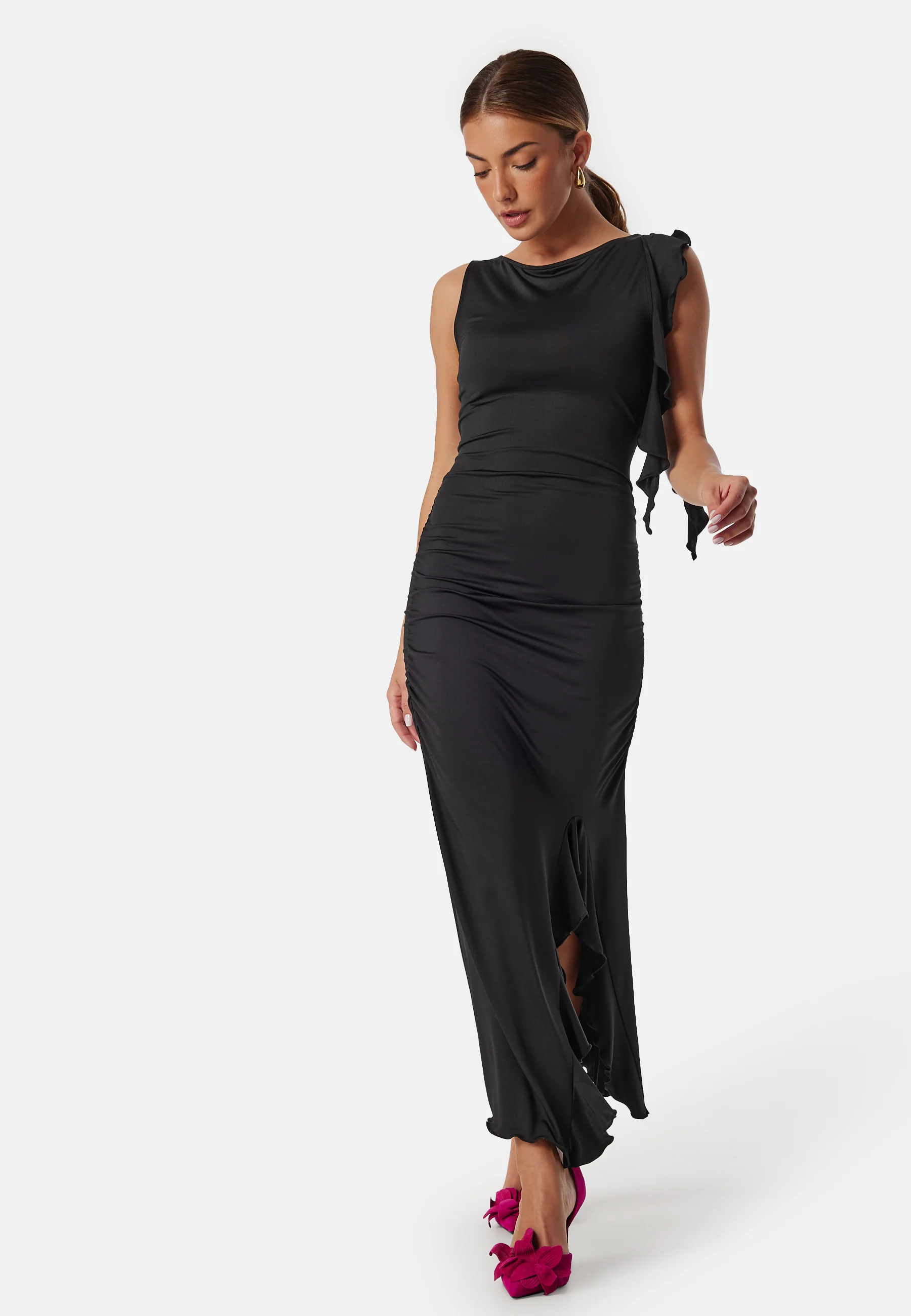 Boat Neck Frill Dress