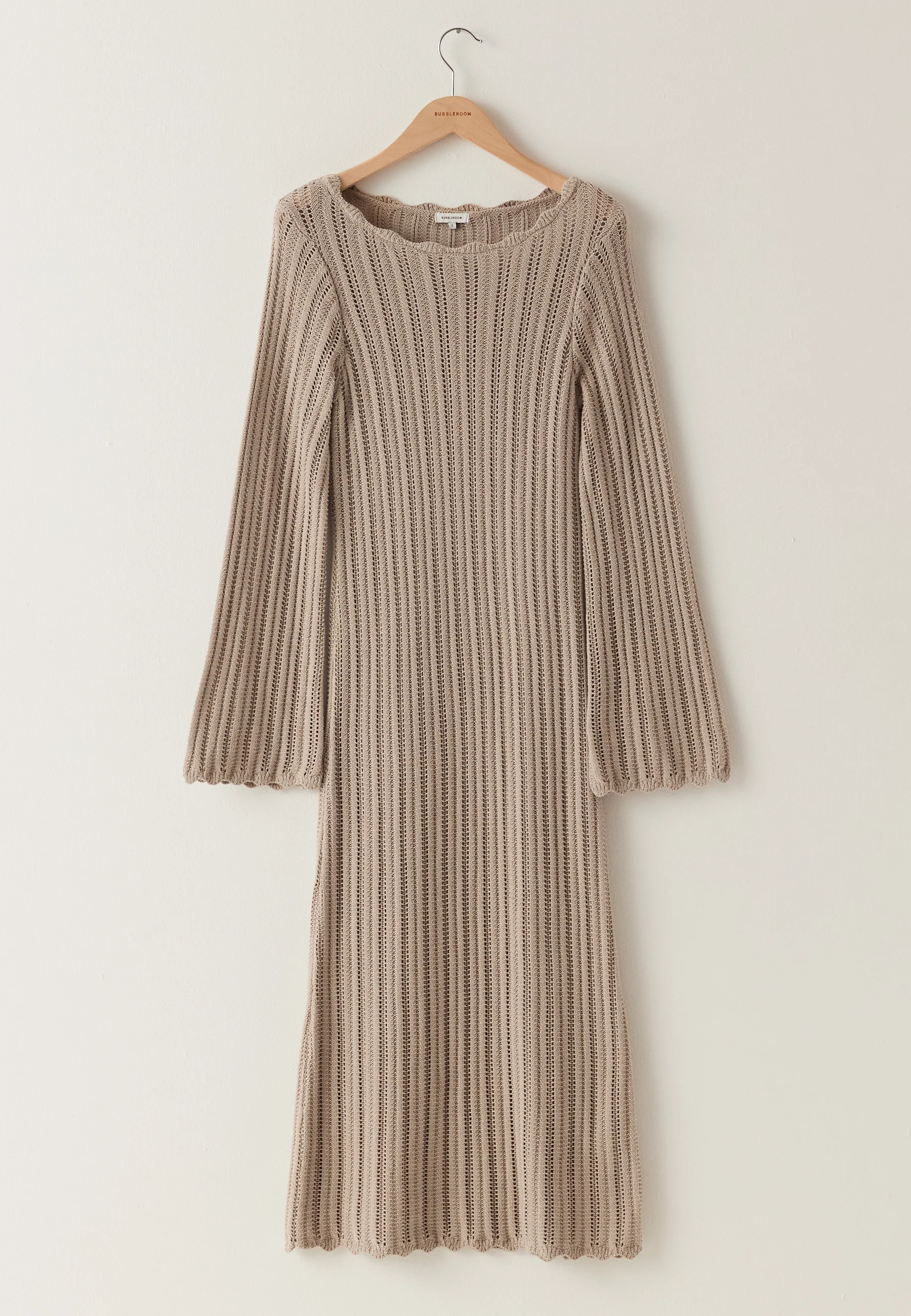 Boat Neck Structure Knitted Dress - Image 5