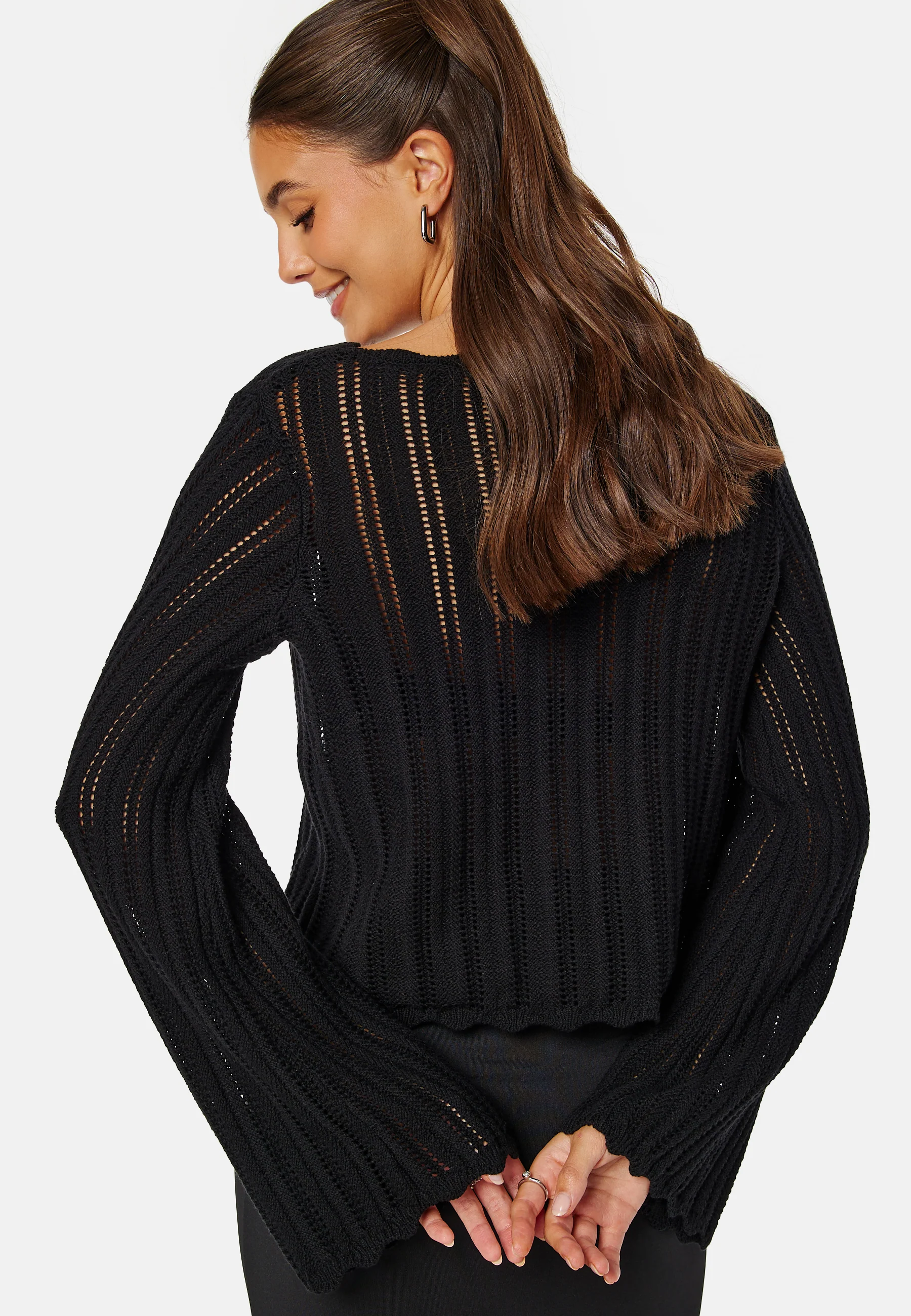 Boat Neck Structure Knitted Sweater - Image 2