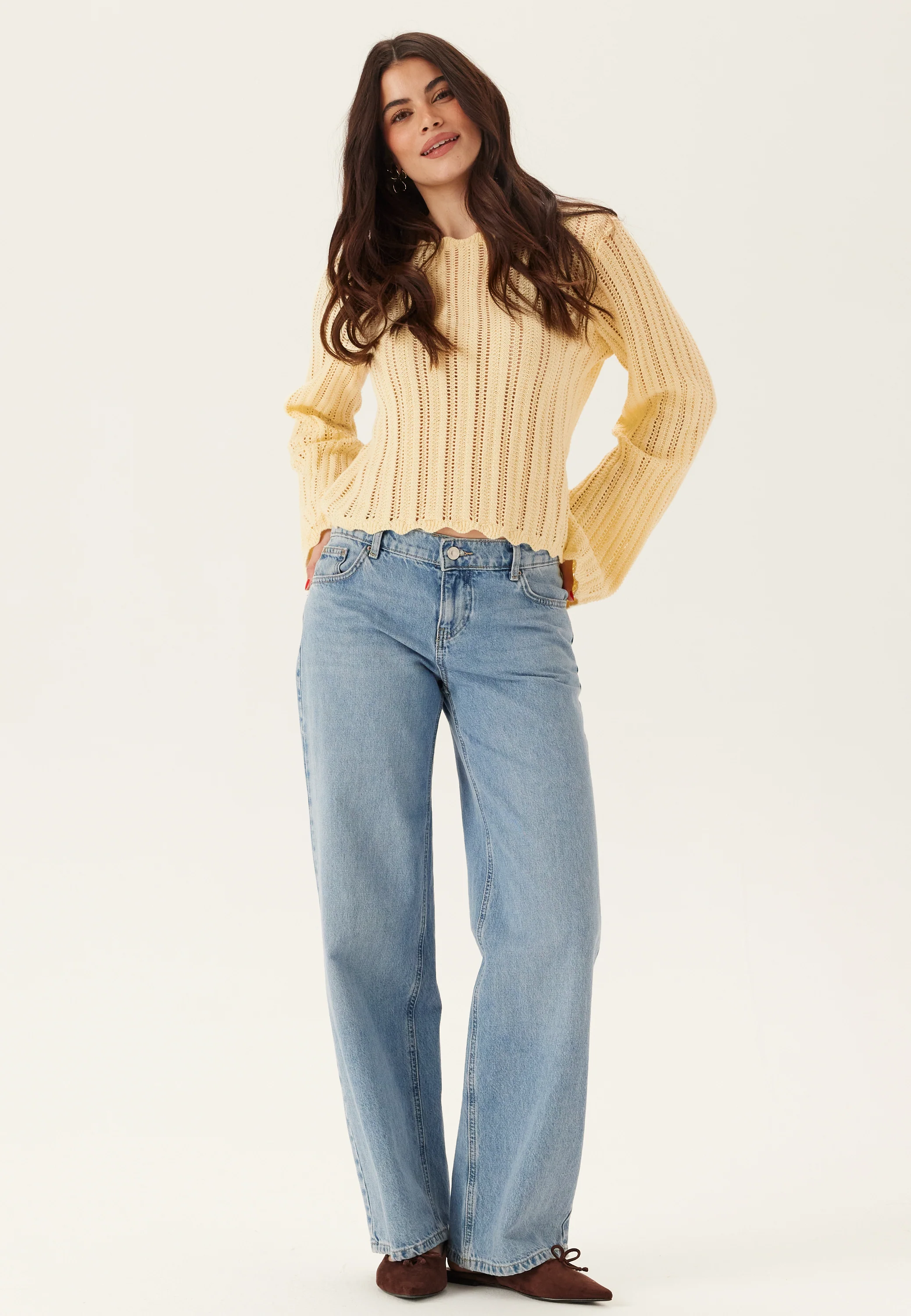 Boat Neck Structure Knitted Sweater - Image 5