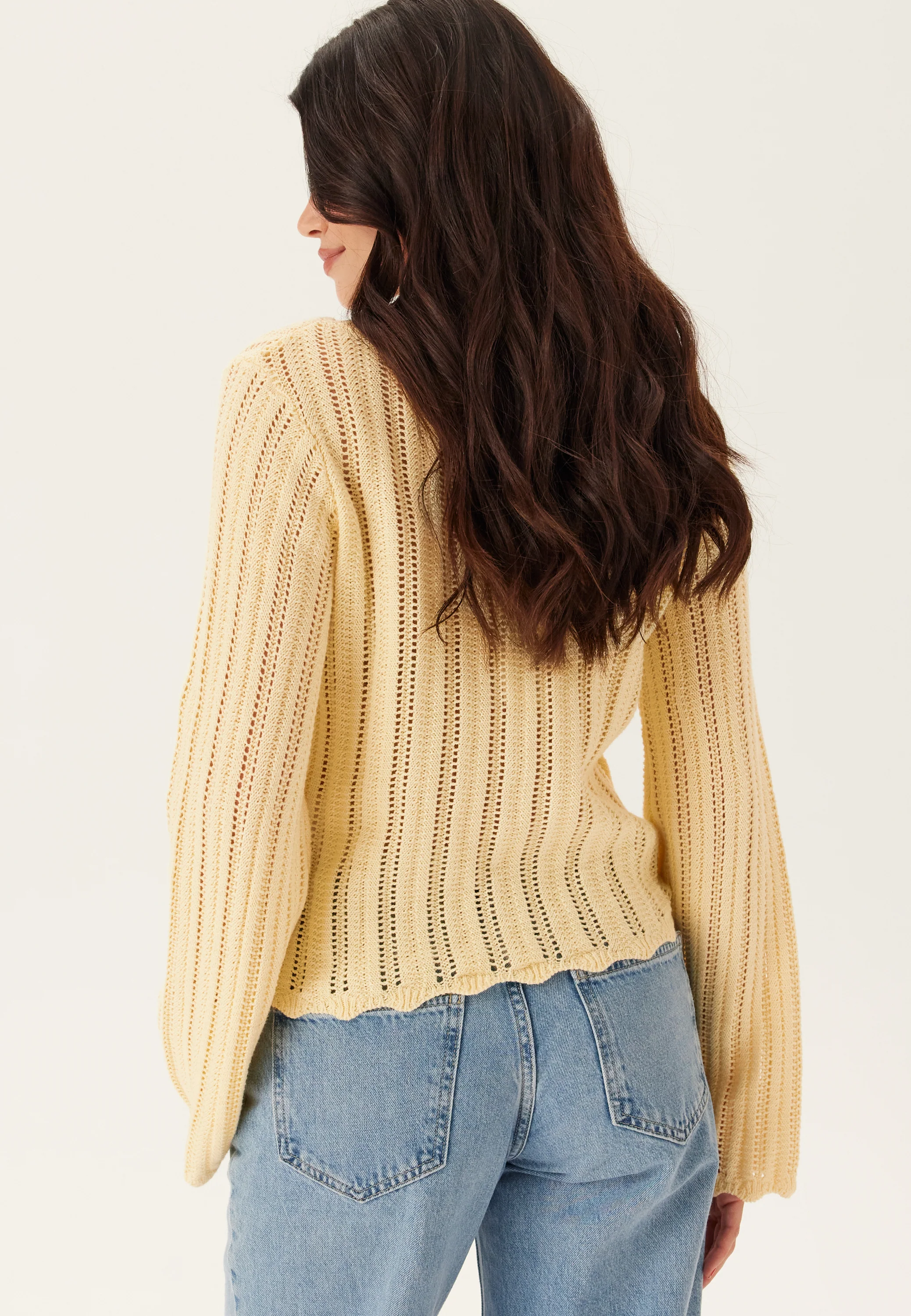 Boat Neck Structure Knitted Sweater - Image 6