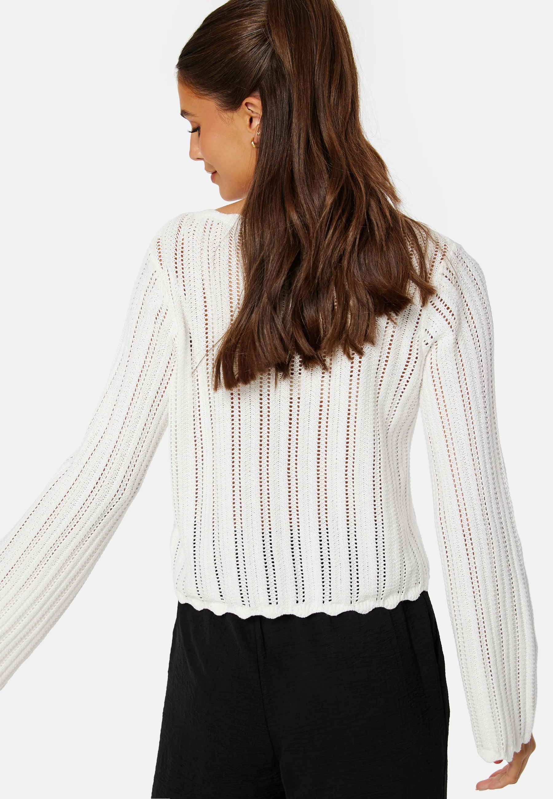 Boat Neck Structure Knitted Sweater - Image 2