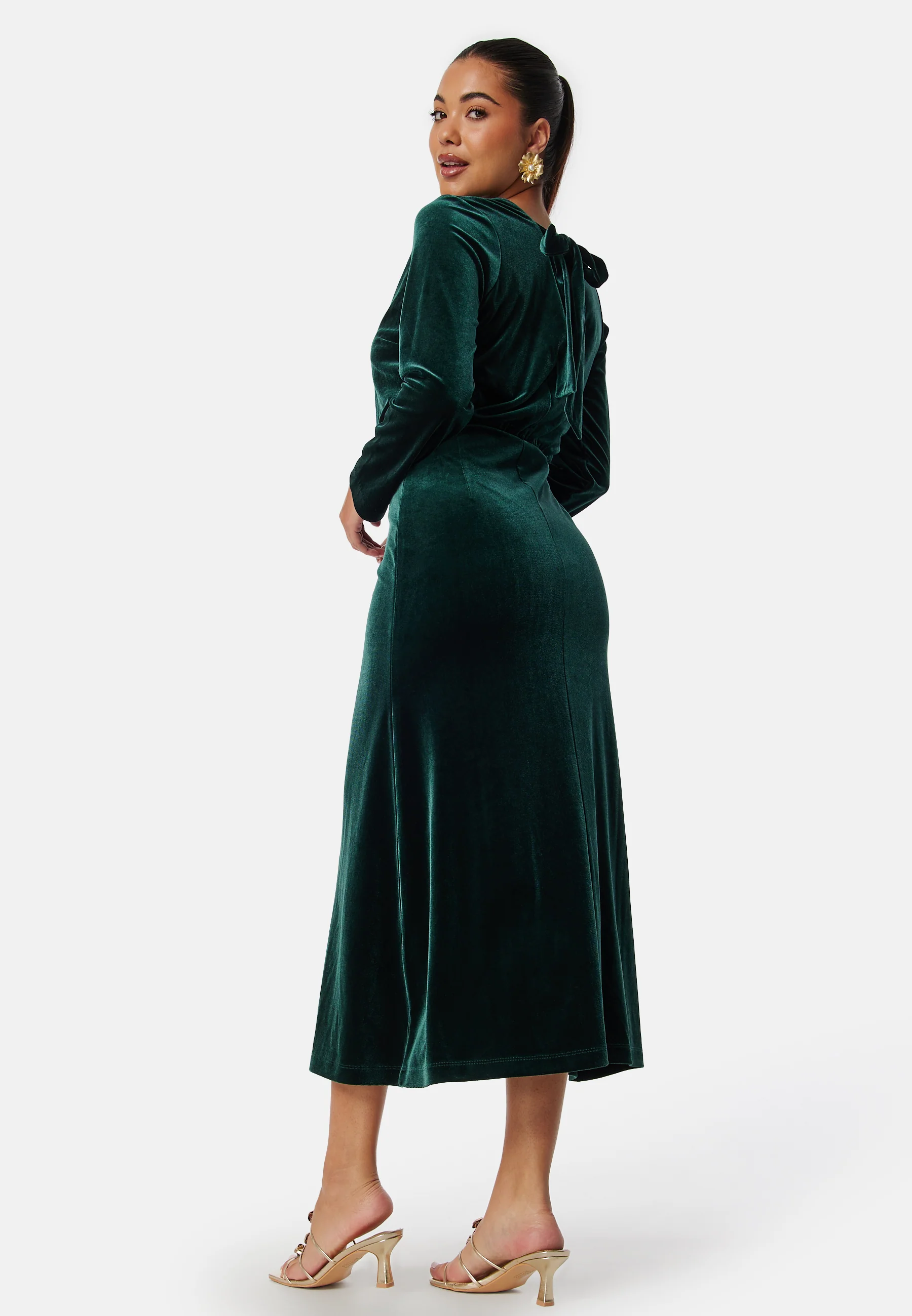 Bow Velvet Midi Dress - Image 2