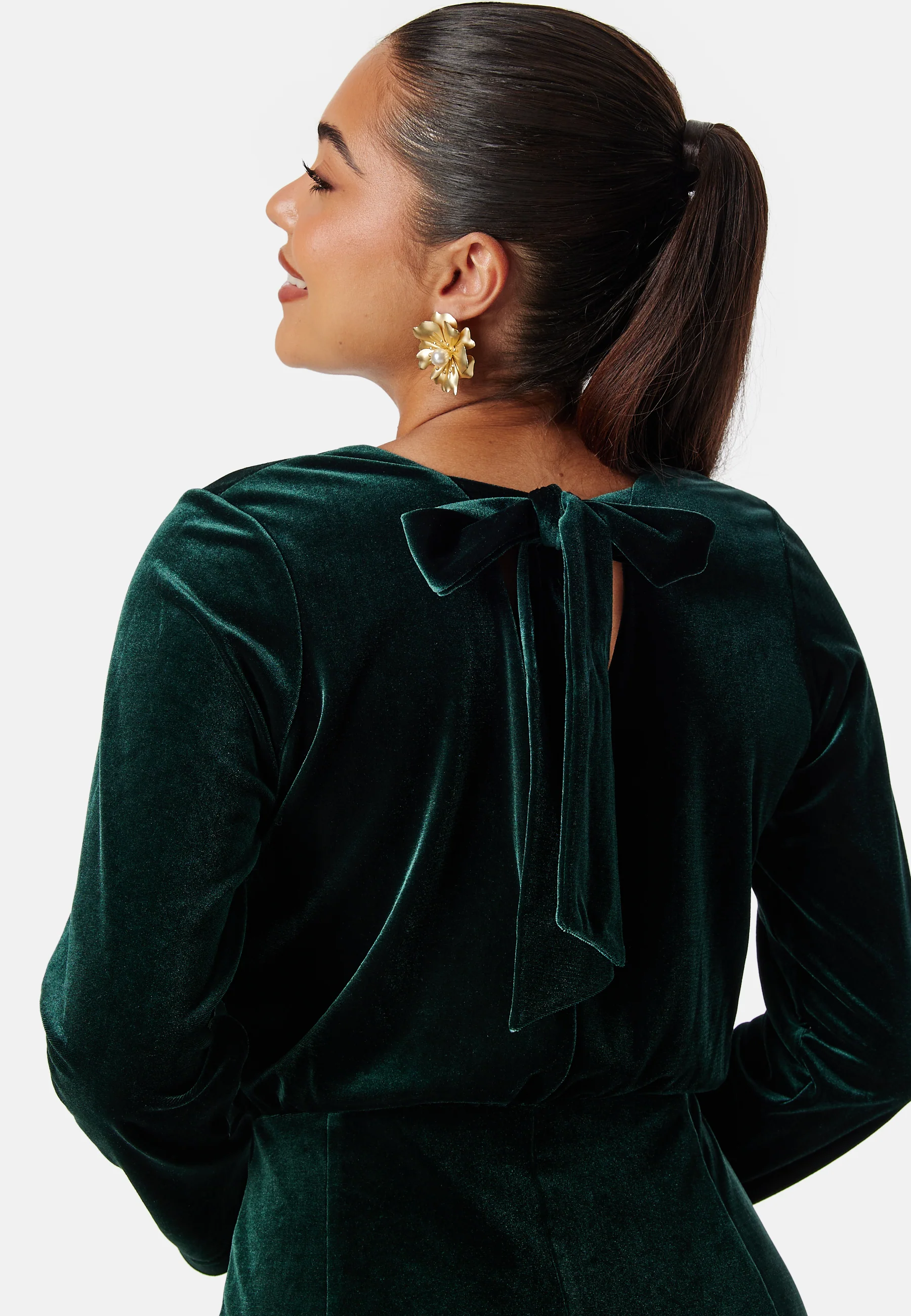 Bow Velvet Midi Dress - Image 4