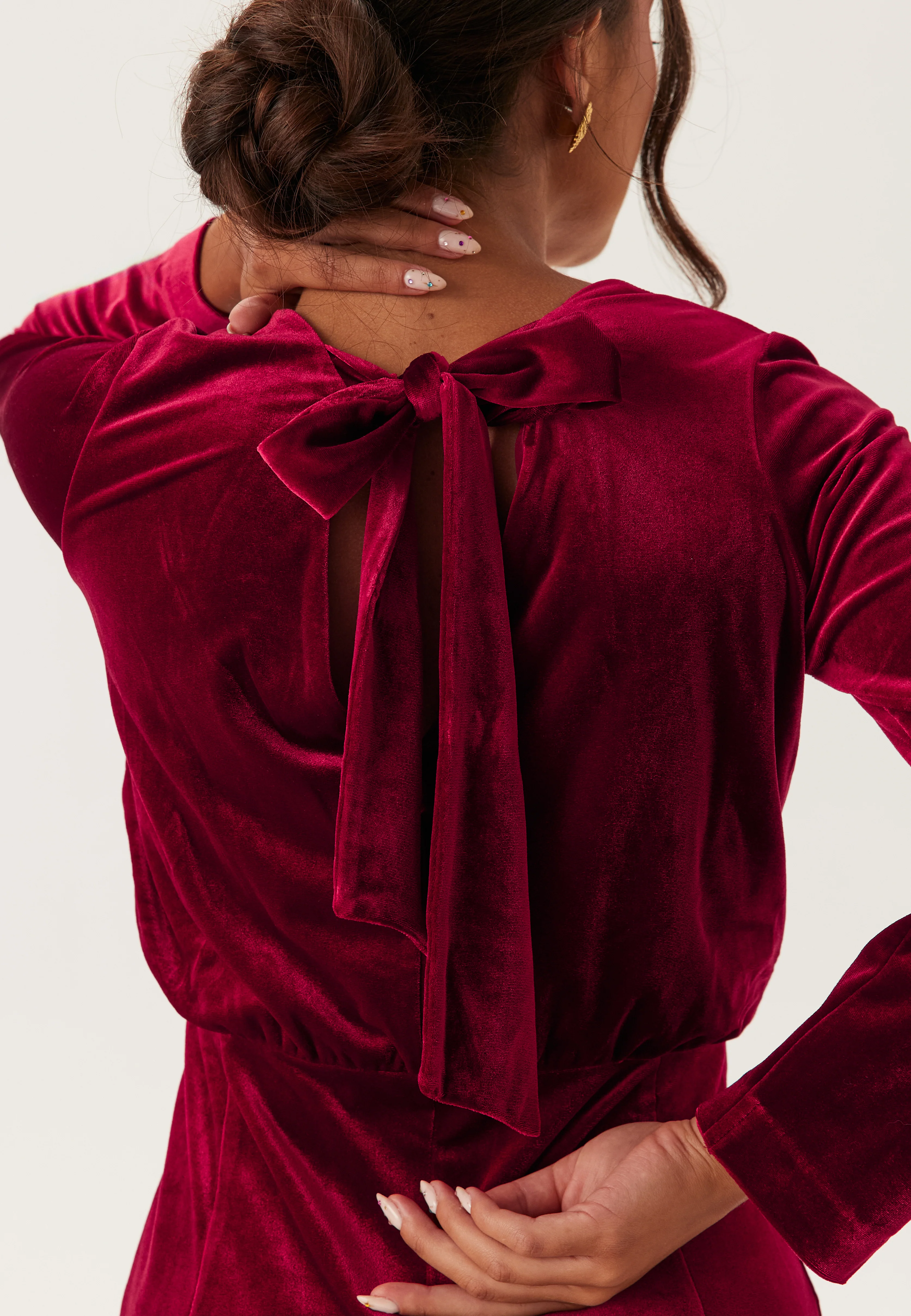 Bow Velvet Midi Dress - Image 3