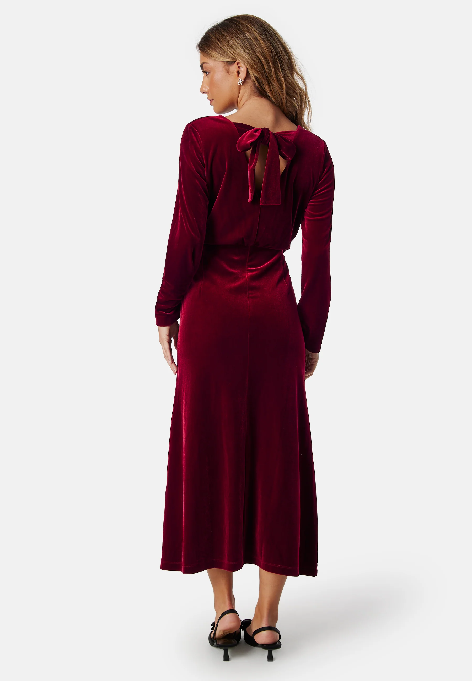 Bow Velvet Midi Dress - Image 2