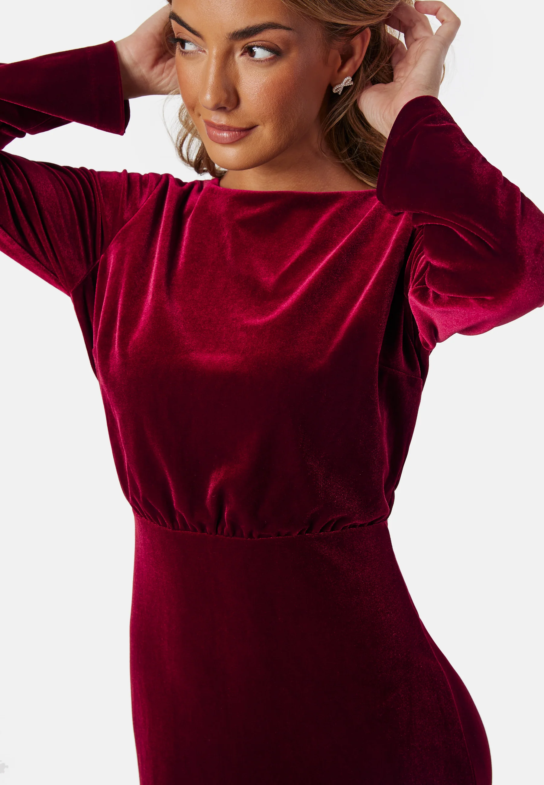 Bow Velvet Midi Dress - Image 4