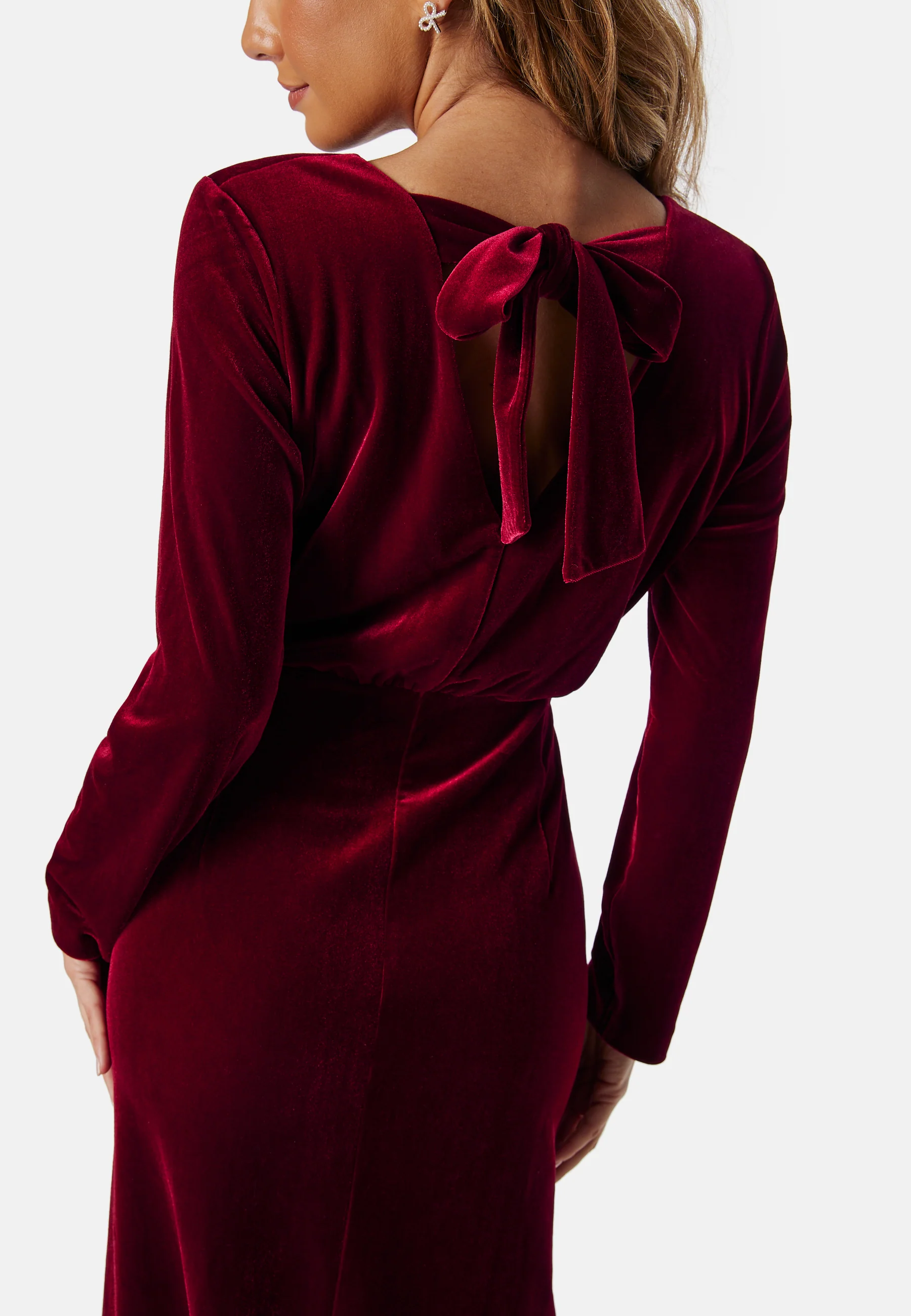 Bow Velvet Midi Dress - Image 5