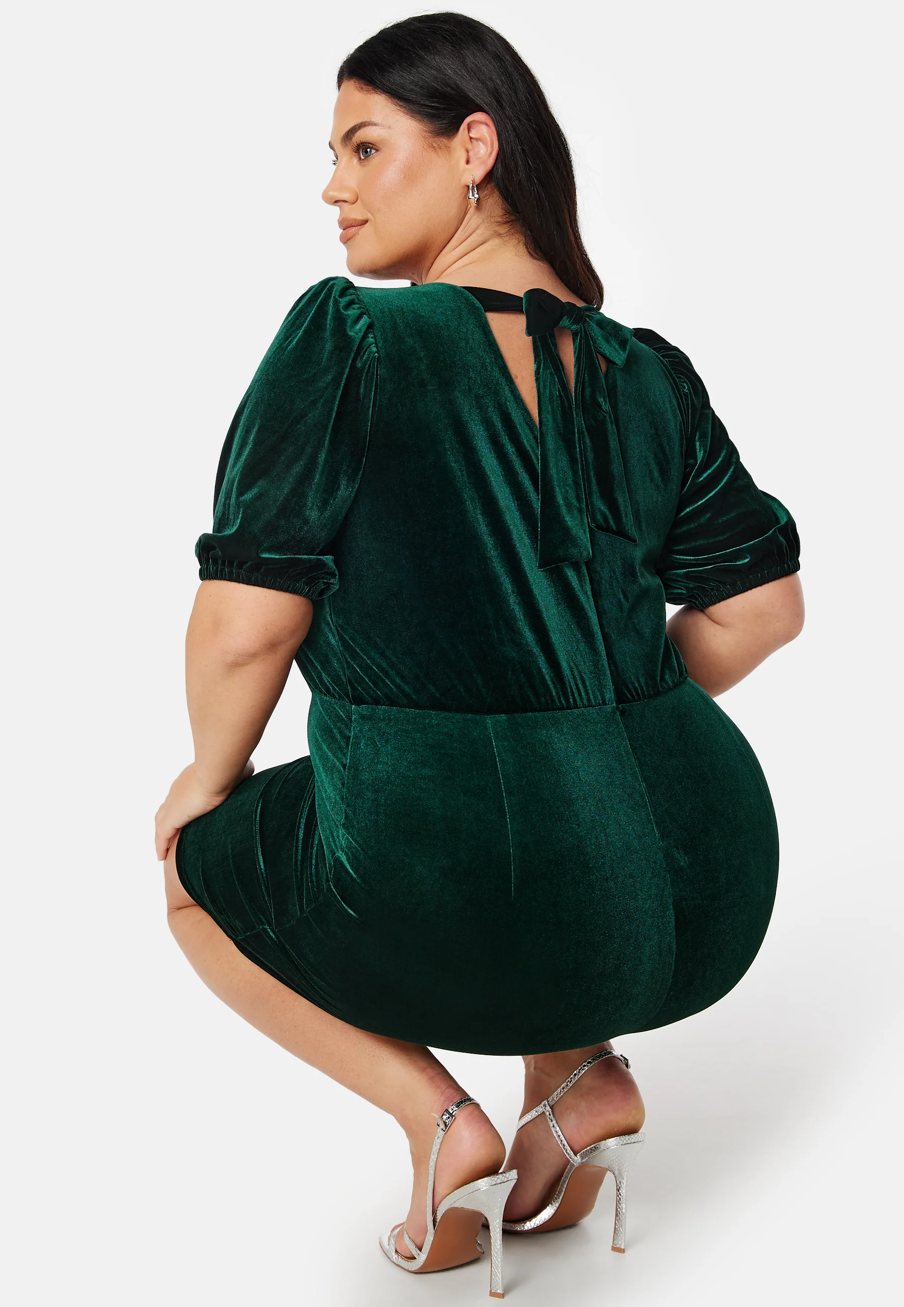 Bow Velvet Short Dress - Image 5