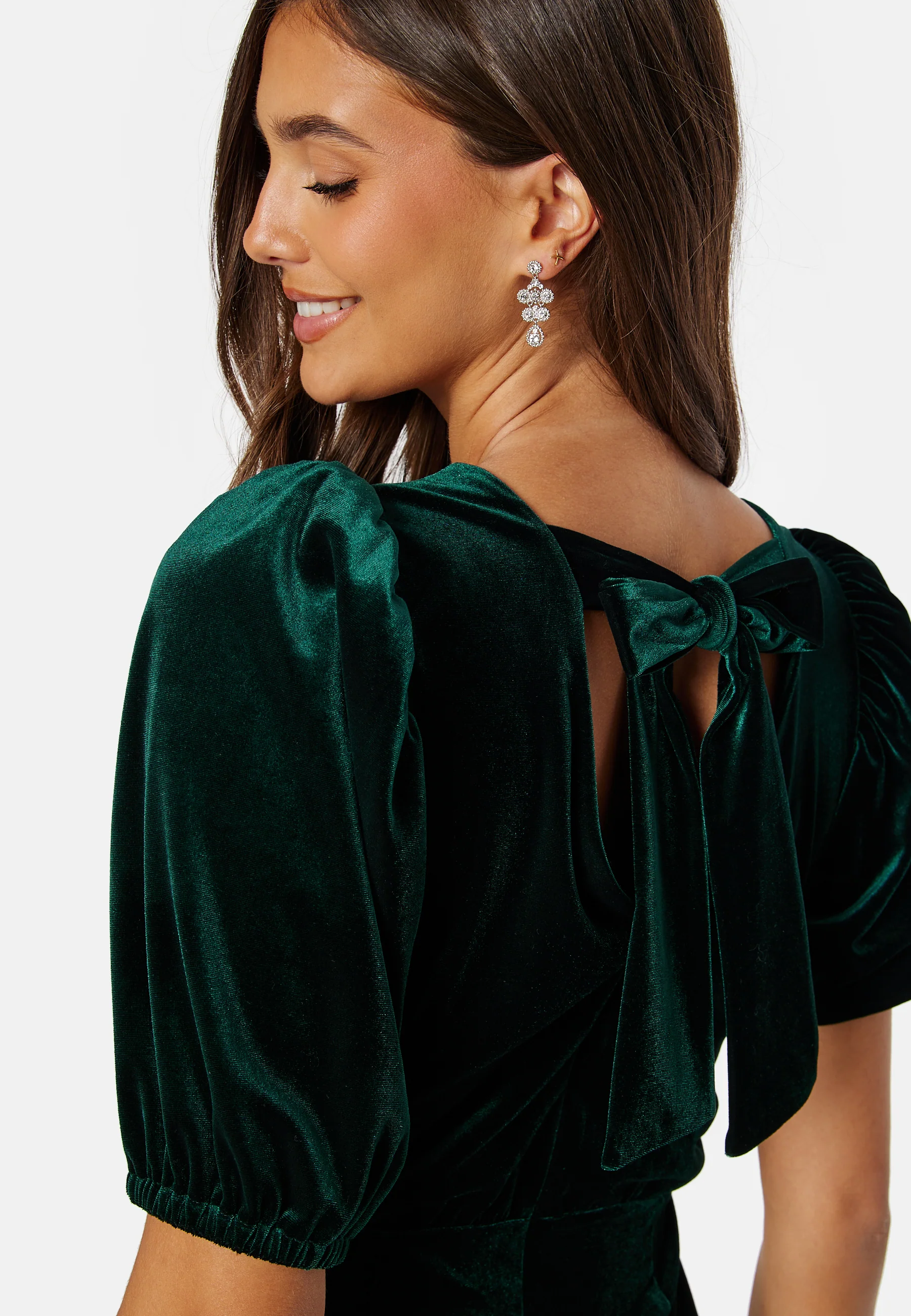 Bow Velvet Short Dress - Image 8