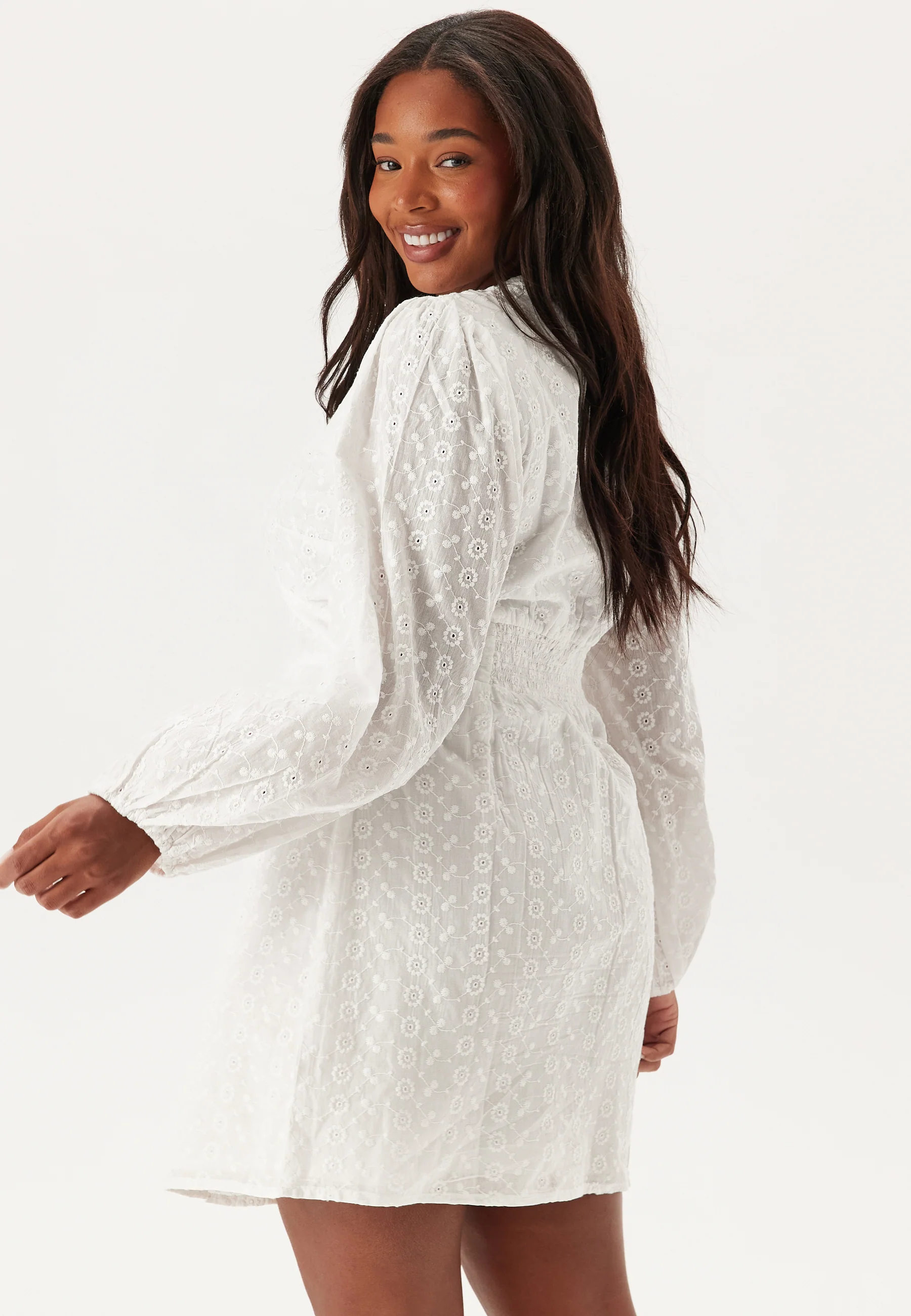 Broderie Anglaise Balloon Sleeve Dress - Image 7
