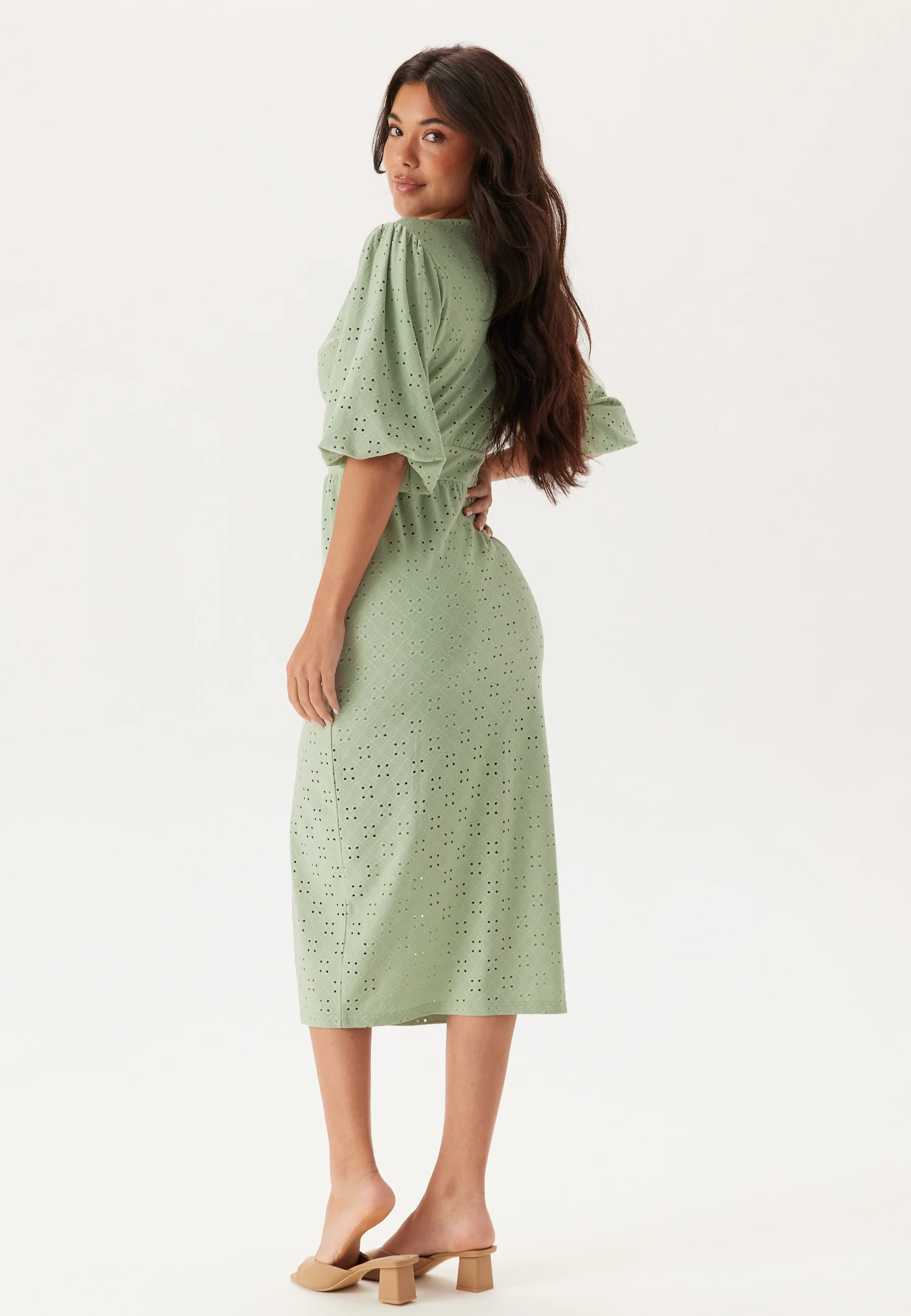 Broderie Anglaise Puff Sleeve Dress - Image 3
