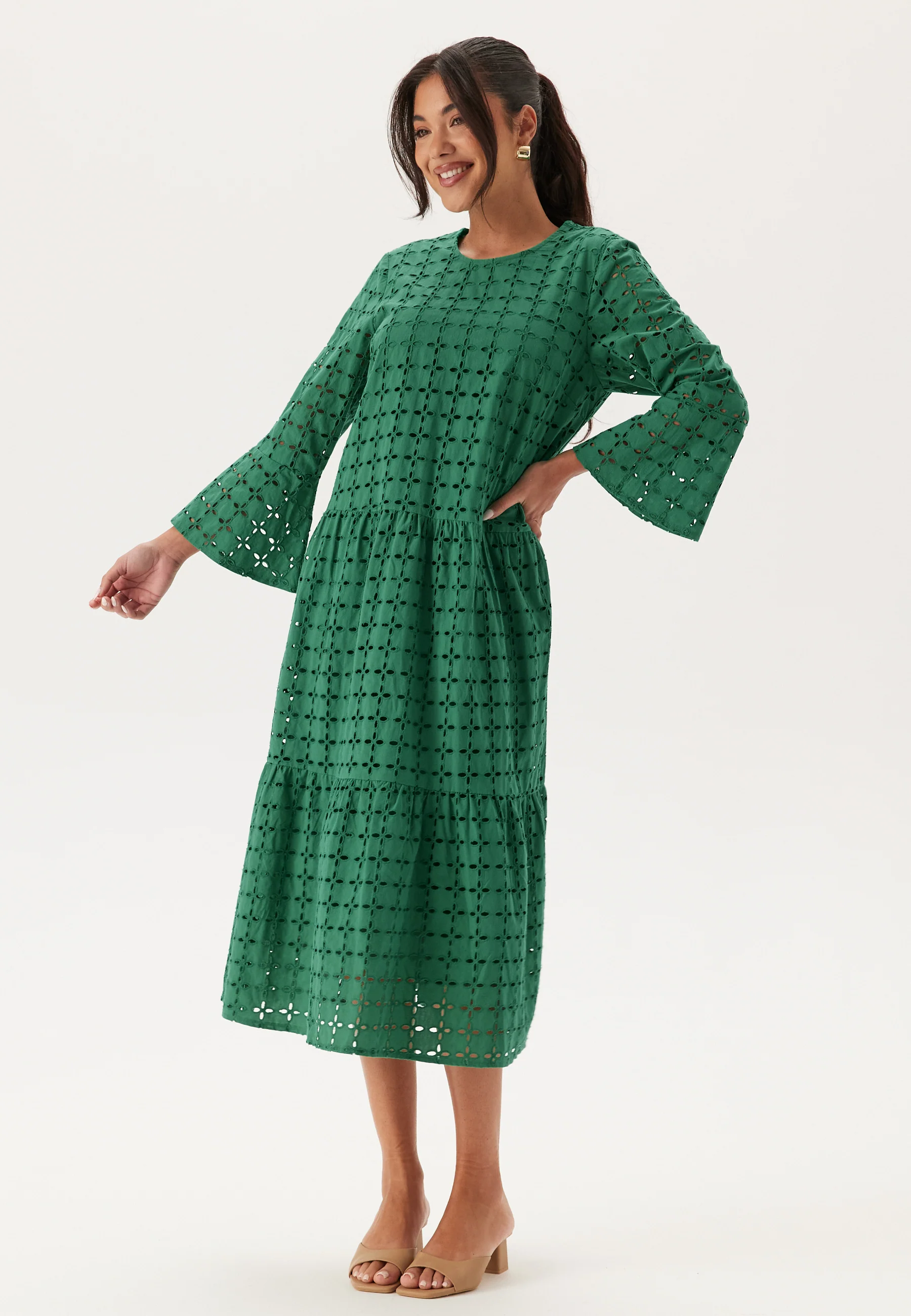 Broderie Anglaise Round Neck Dress - Image 2