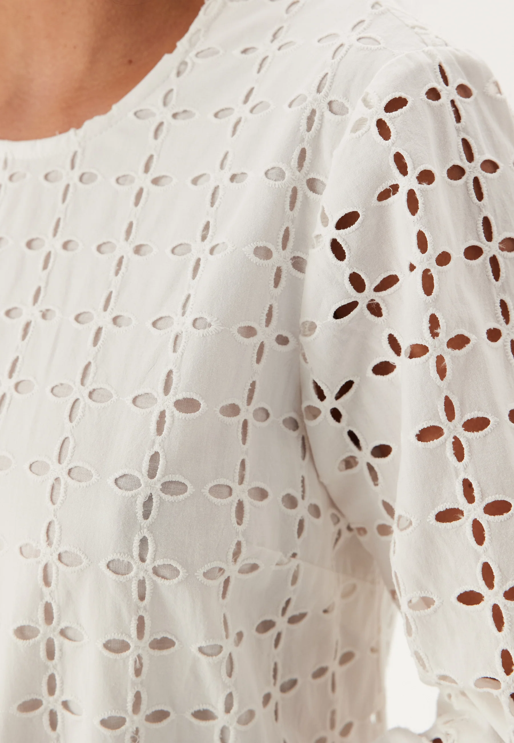 Broderie Anglaise Round Neck Dress - Image 4