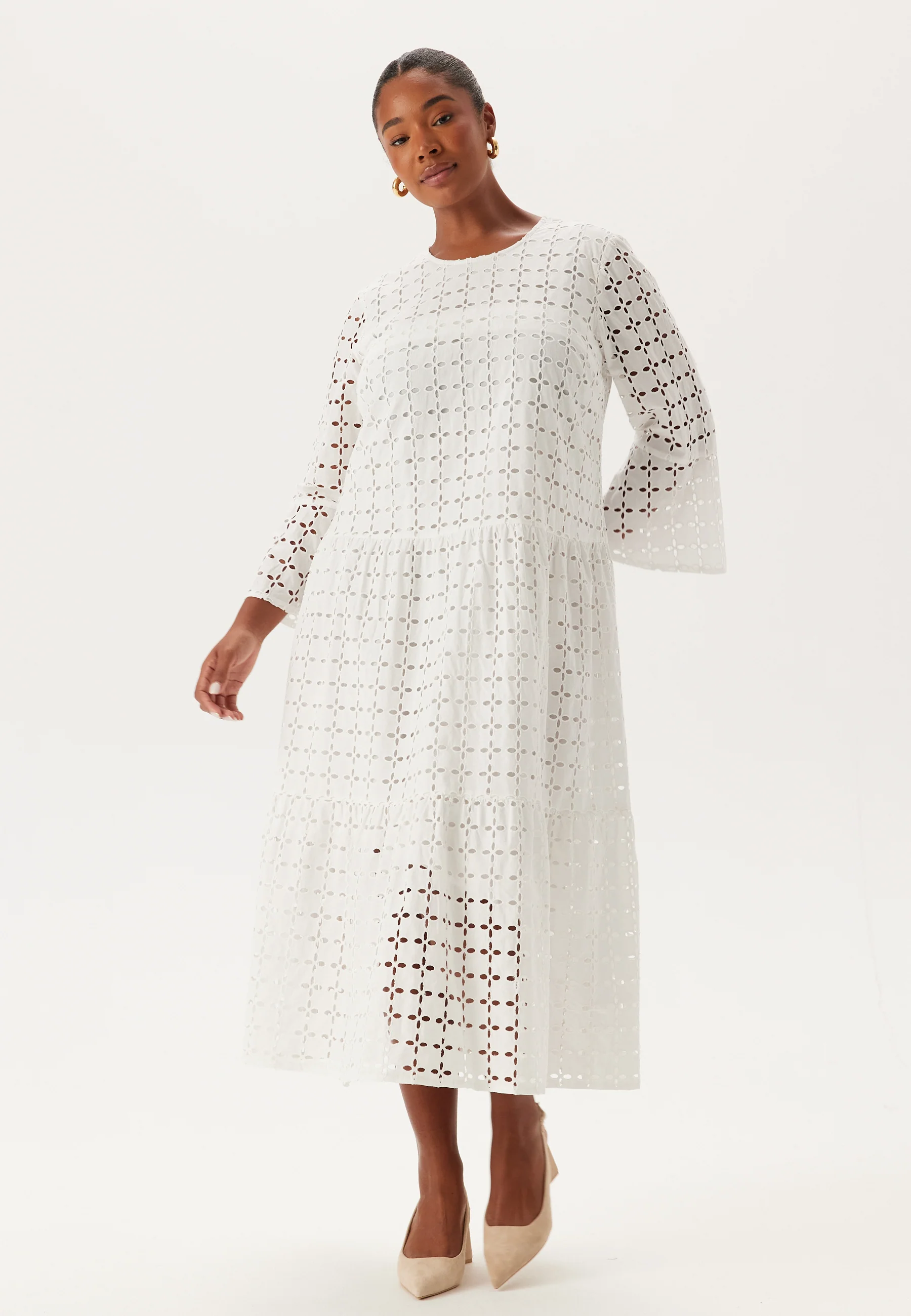 Broderie Anglaise Round Neck Dress - Image 5