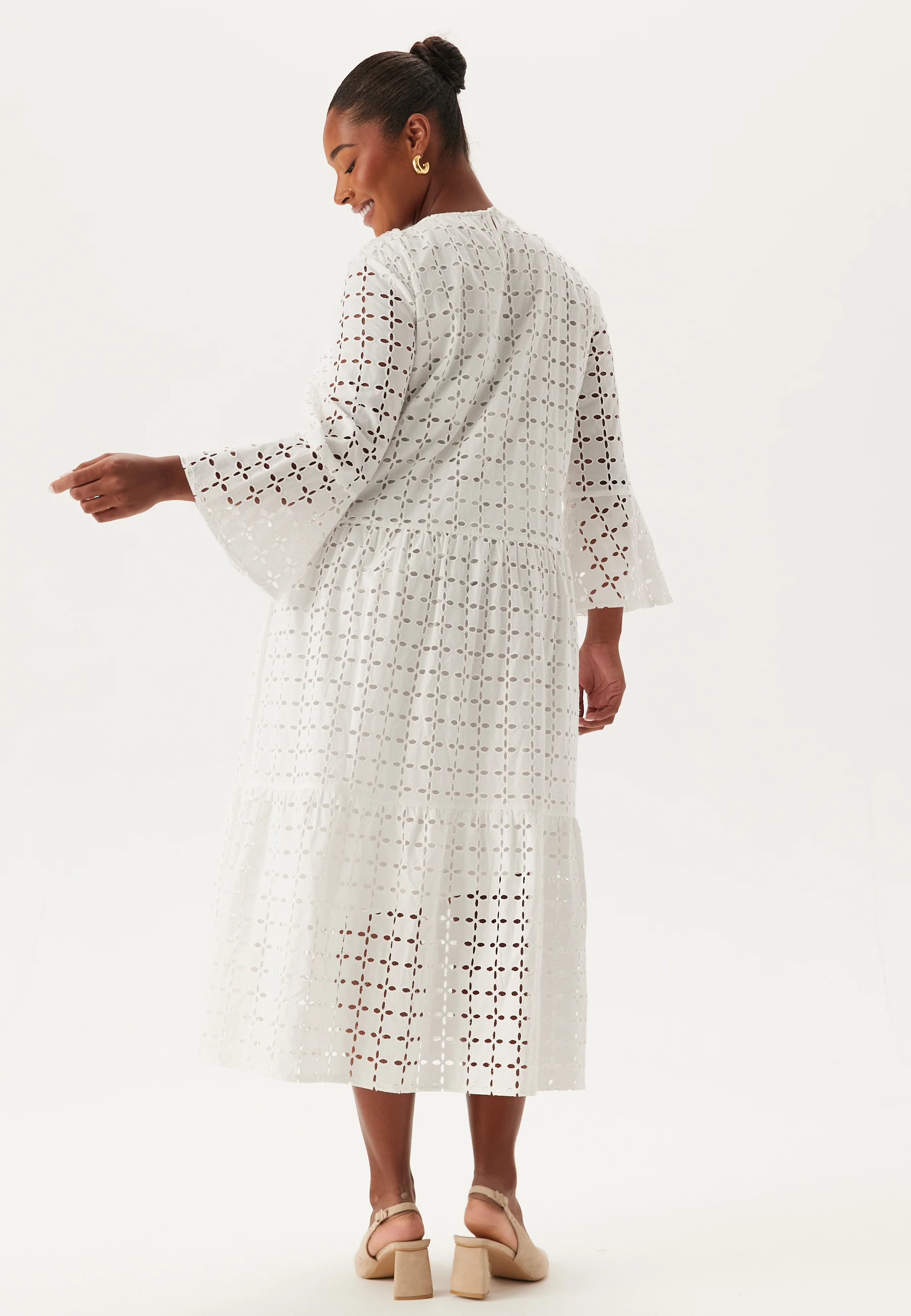 Broderie Anglaise Round Neck Dress - Image 6