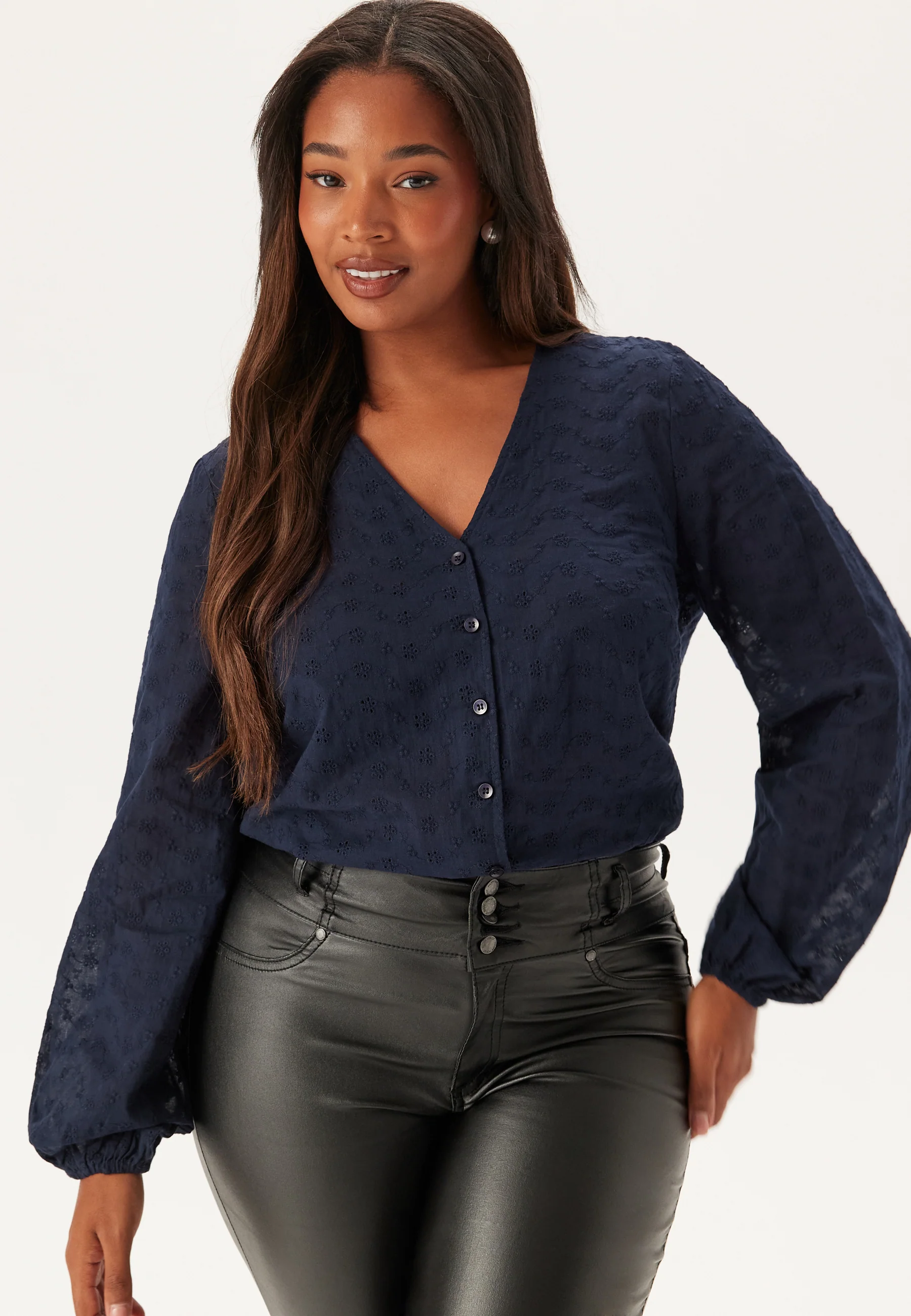 Broderie Anglaise V-Neck Blouse - Image 5