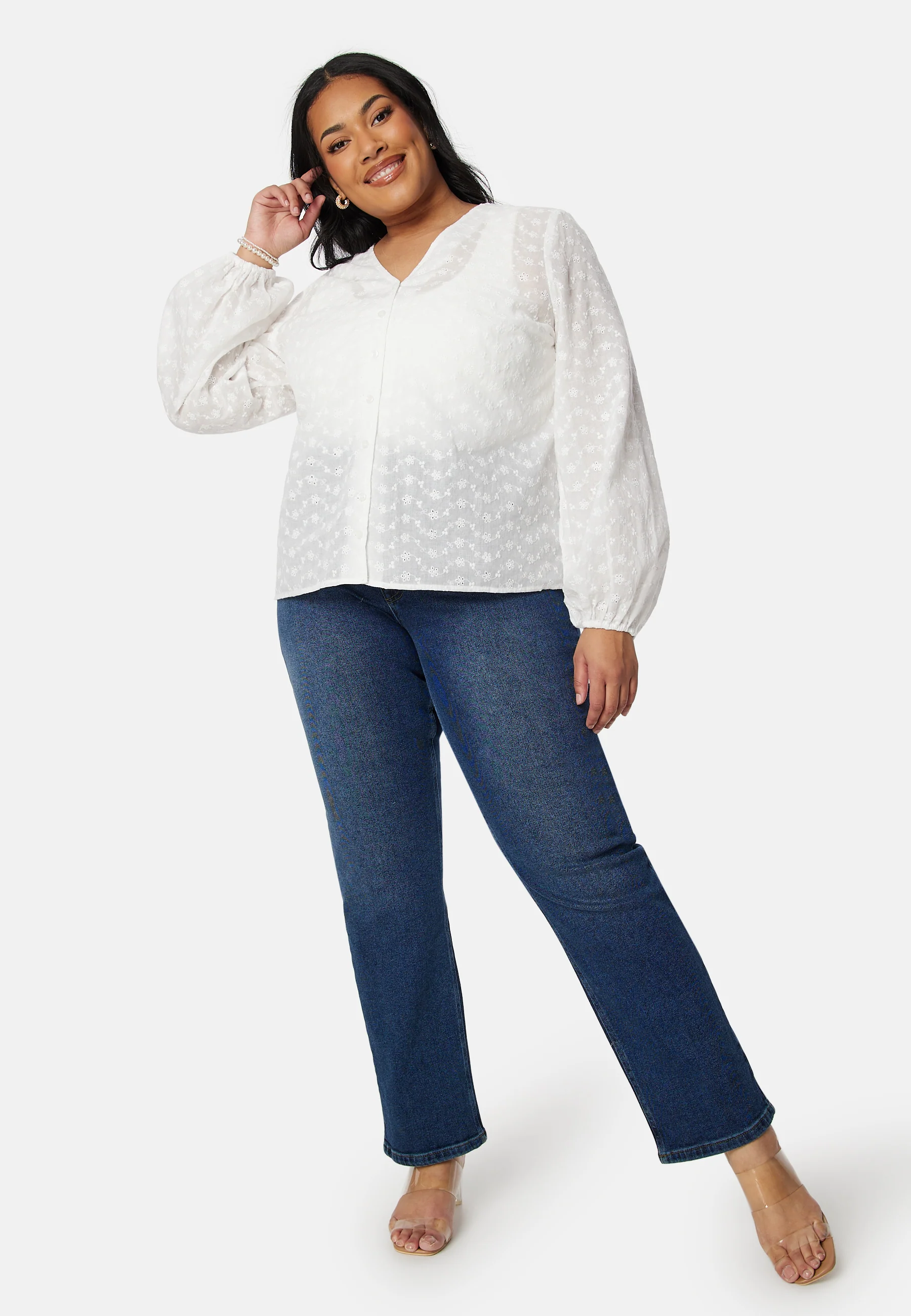 Broderie Anglaise V-Neck Blouse - Image 8