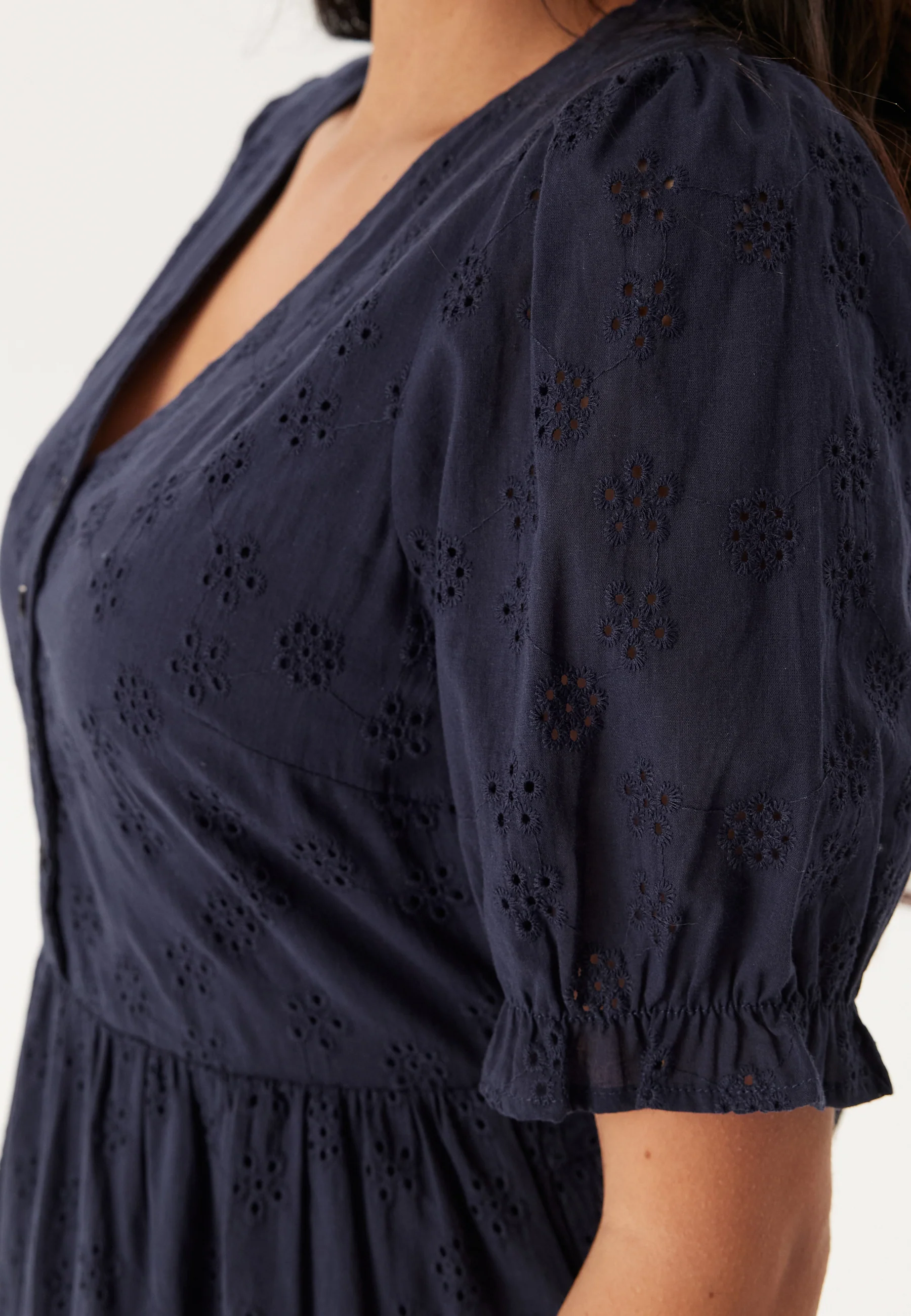 Broderie Anglaise V-Neck Dress - Image 4