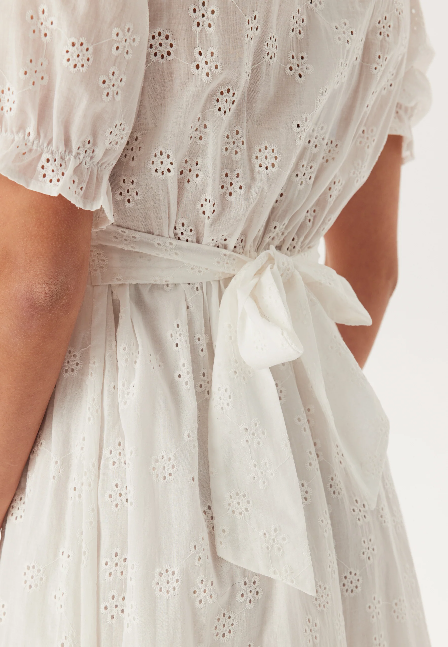 Broderie Anglaise V-Neck Dress - Image 3