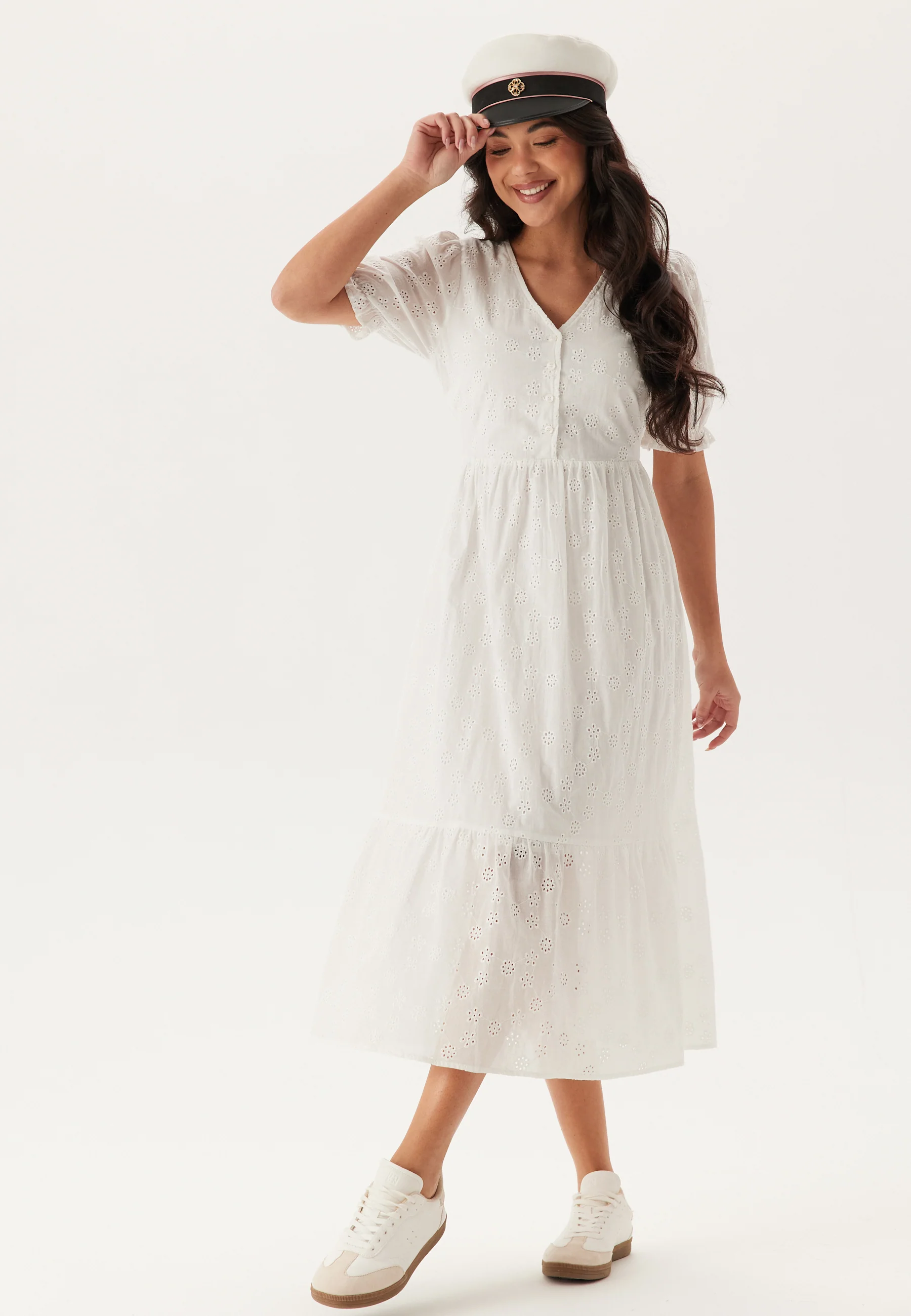 Broderie Anglaise V-Neck Dress - Image 5