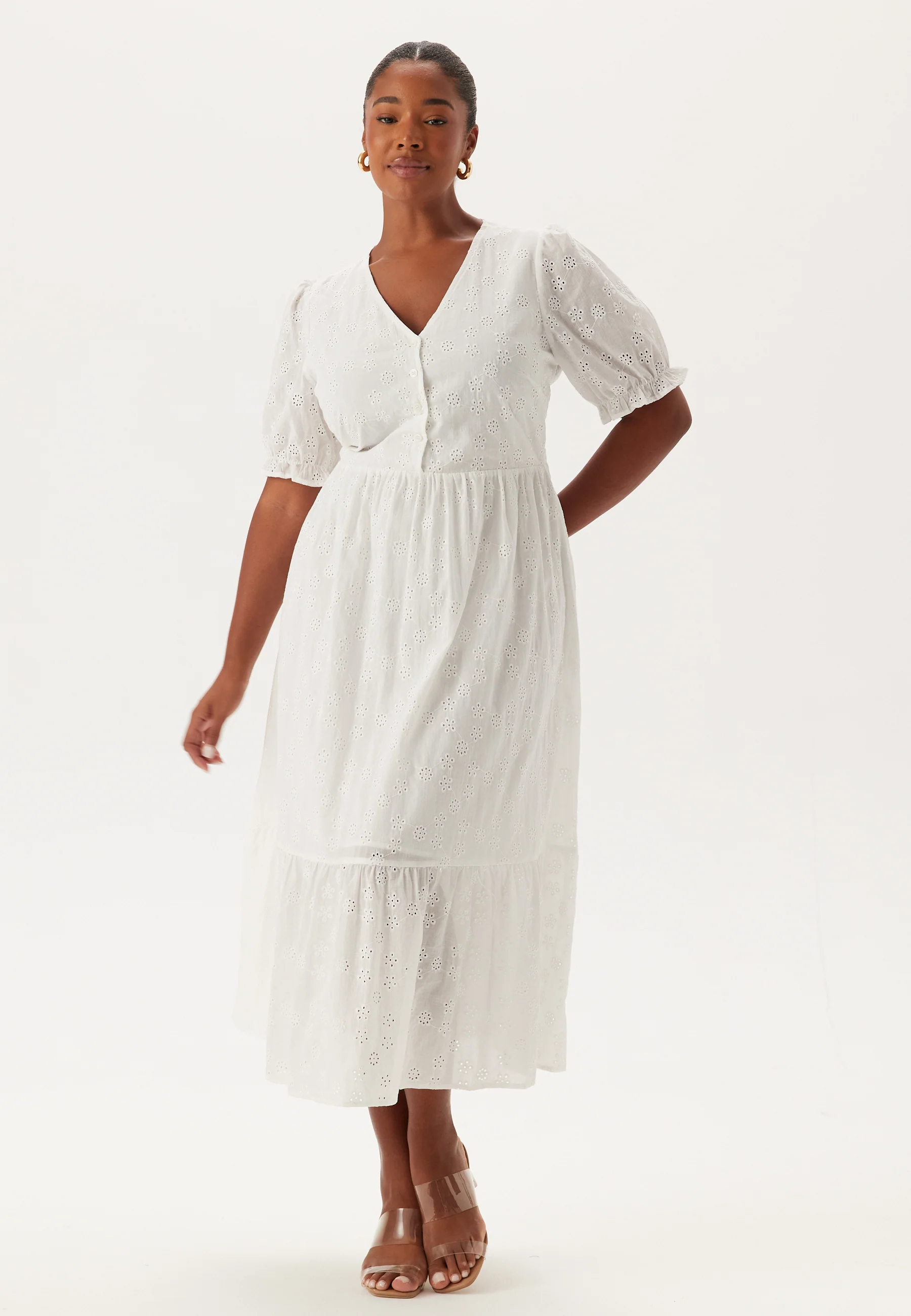 Broderie Anglaise V-Neck Dress - Image 6