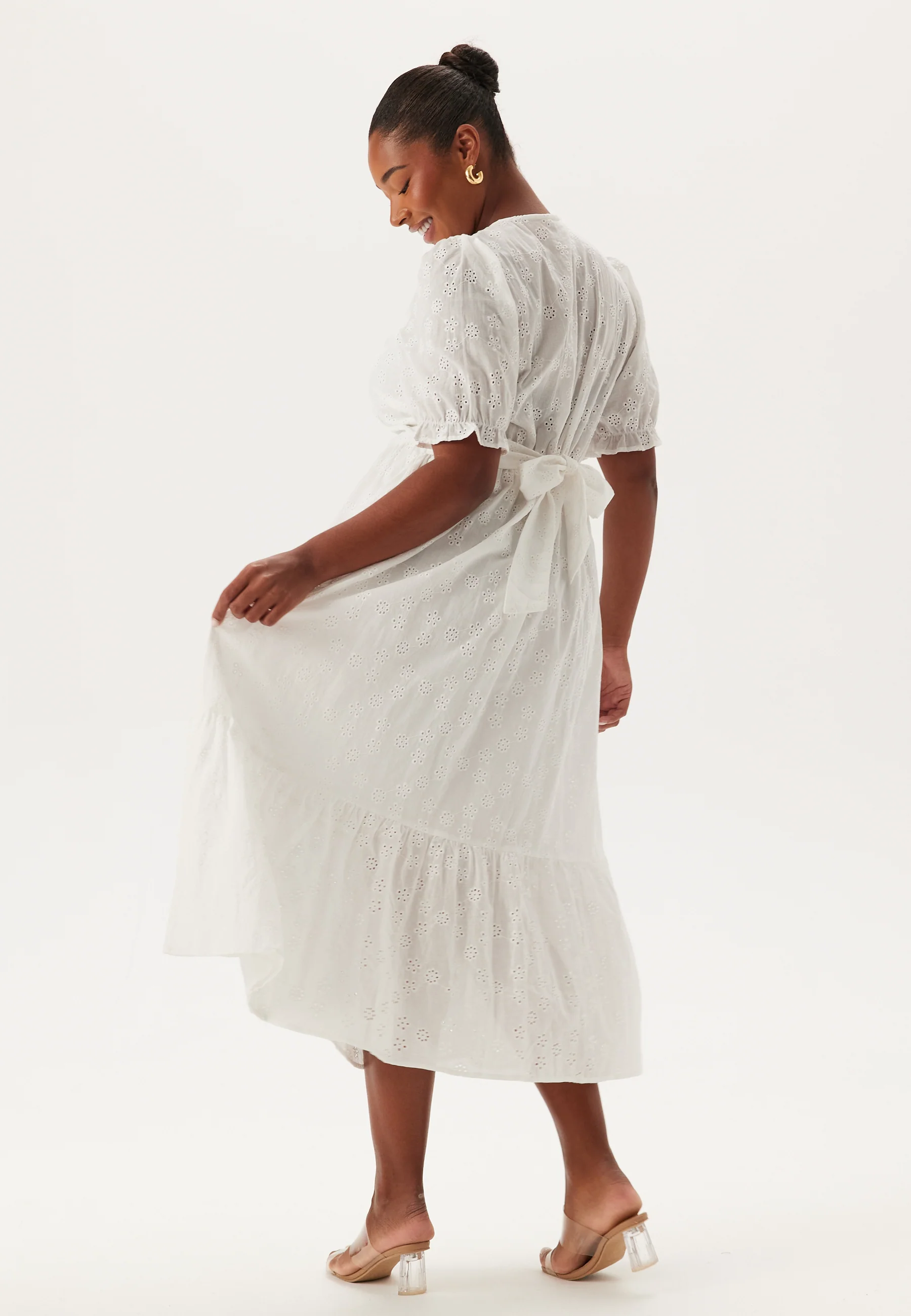 Broderie Anglaise V-Neck Dress - Image 7