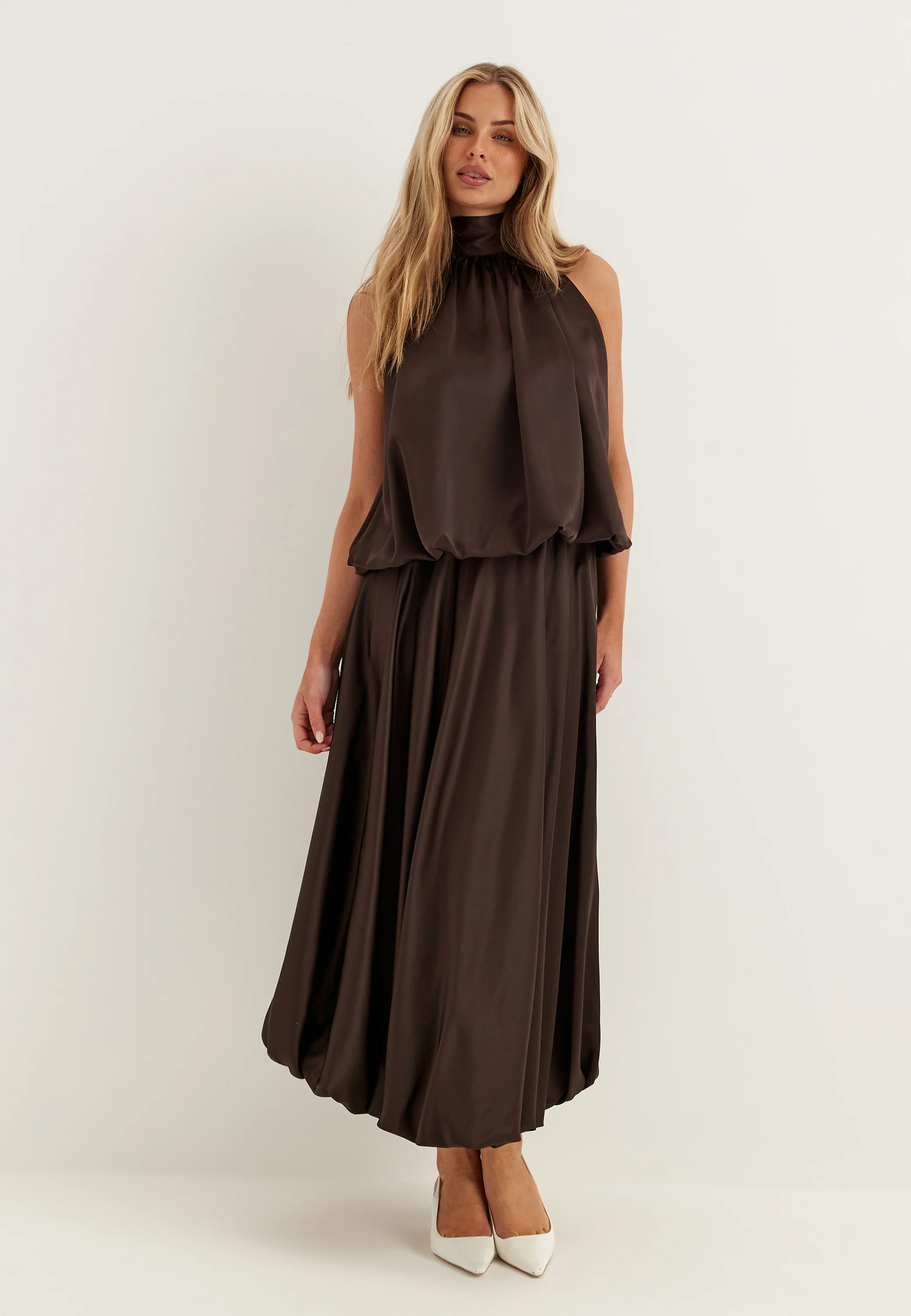 Bubble-Hem Halterneck Satin top - Image 4