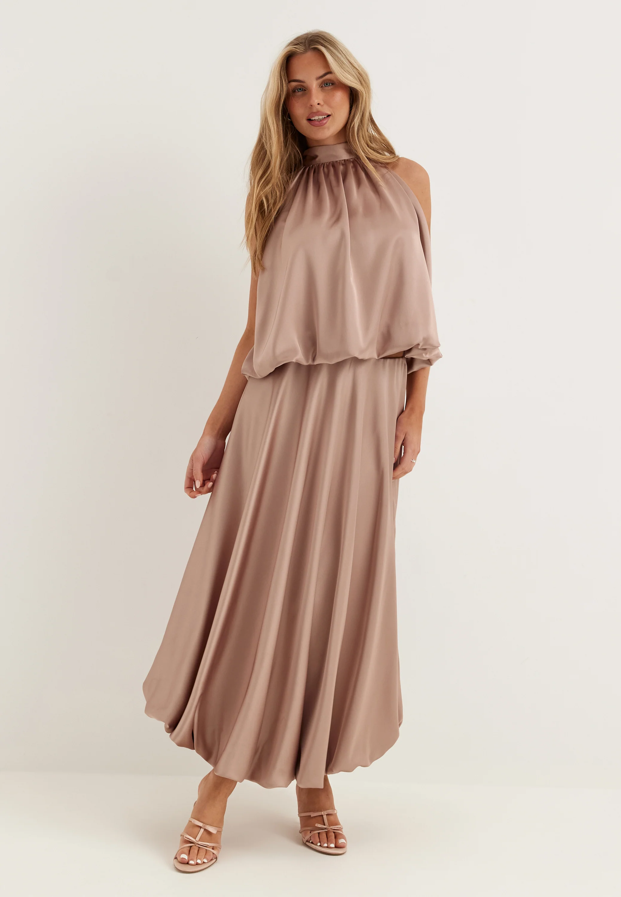 Bubble-Hem Halterneck Satin top - Image 2