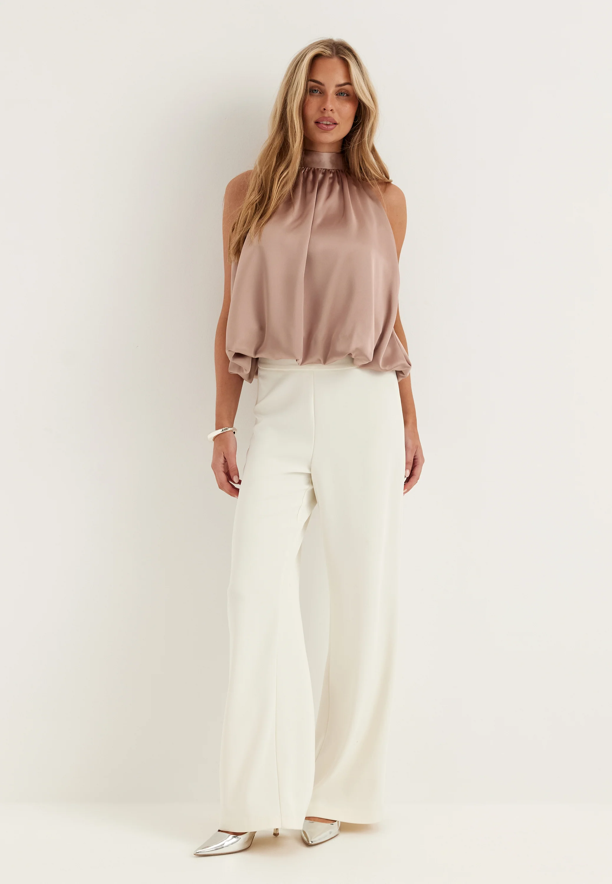 Bubble-Hem Halterneck Satin top - Image 5