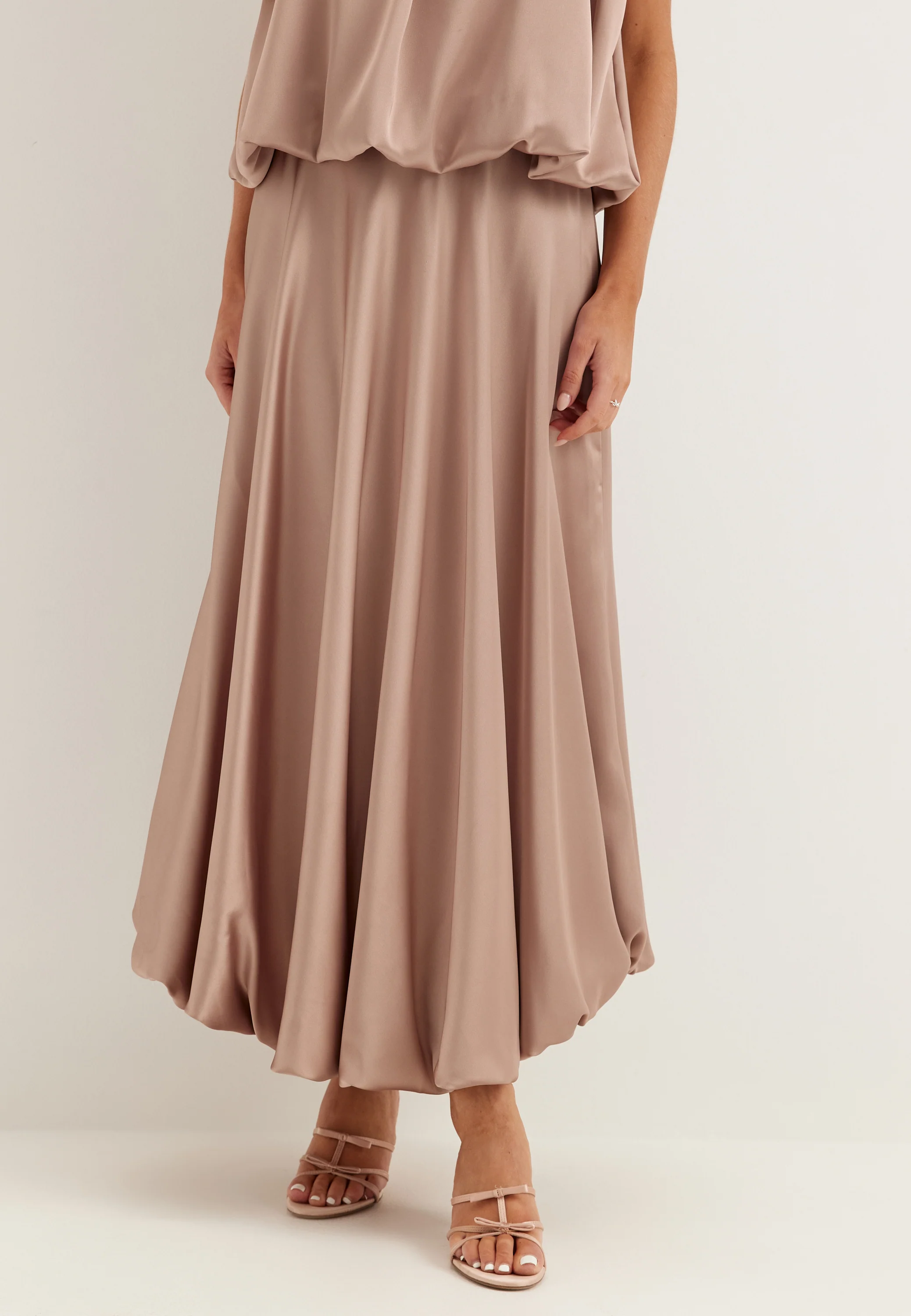 Bubble-Hem Satin Ankle Skirt - Image 2