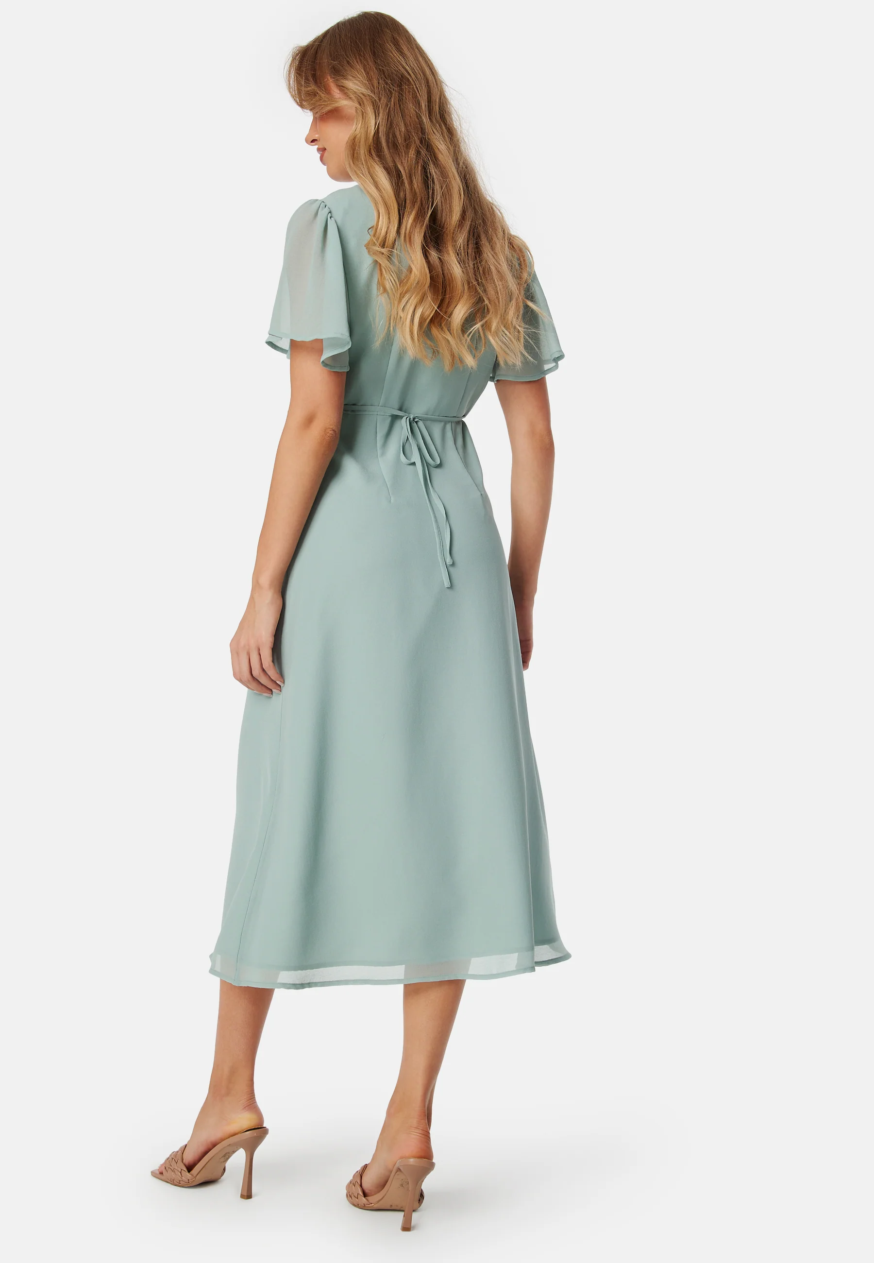 Butterfly Sleeve Button Midi Dress - Image 2