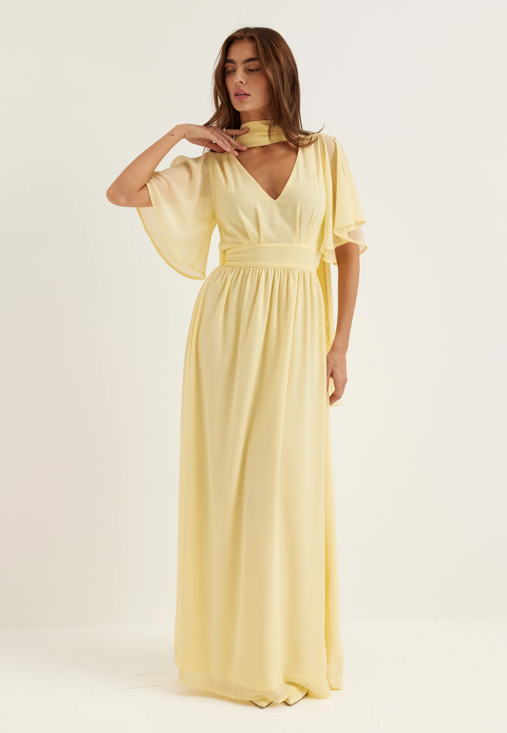 Butterfly Sleeve Chiffon Gown - Image 4