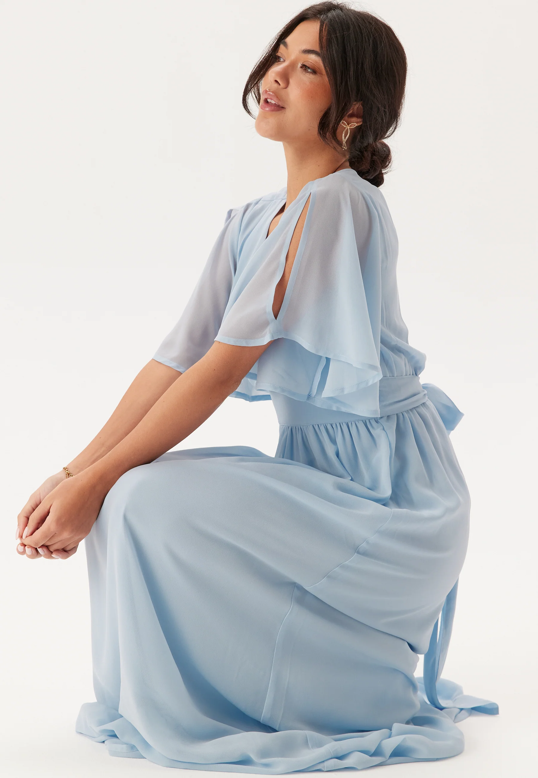 Butterfly Sleeve Chiffon Gown