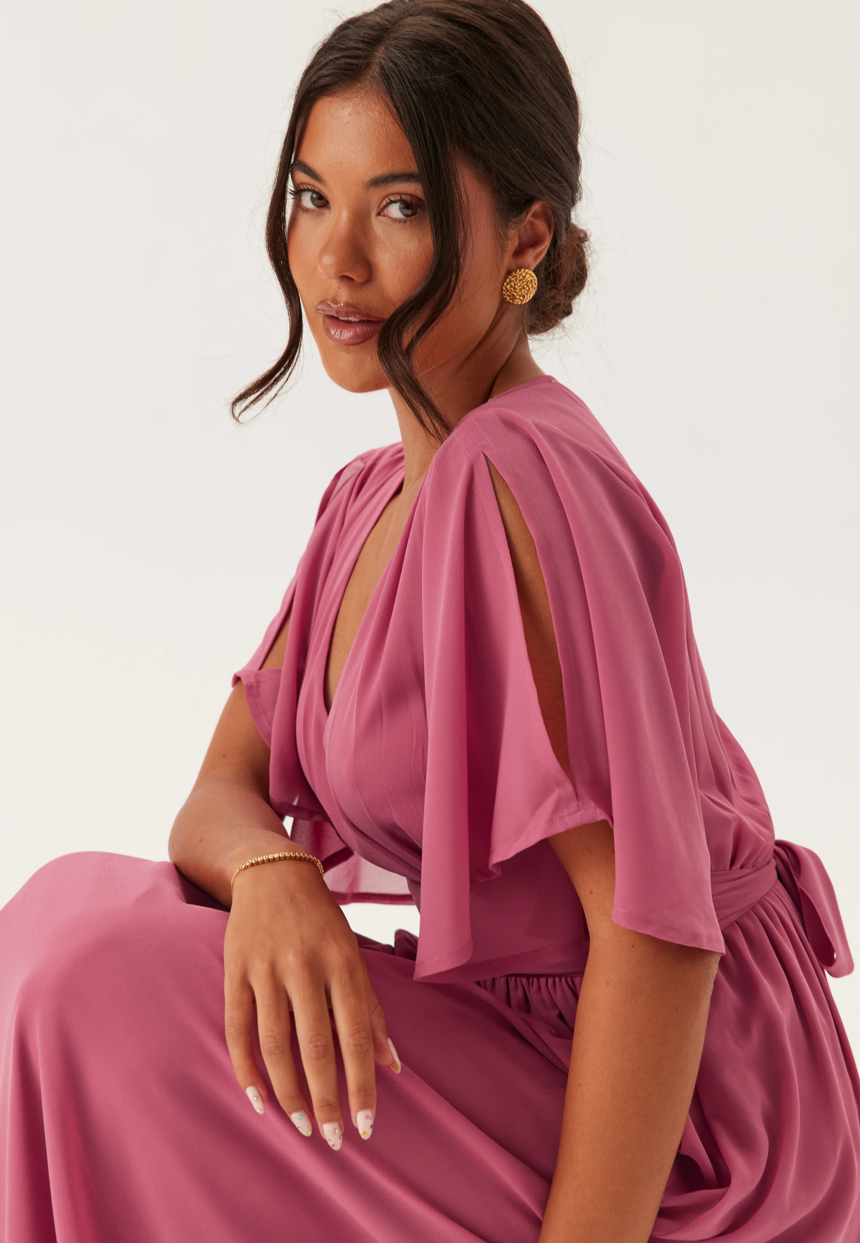 Butterfly Sleeve Chiffon Gown - Image 2