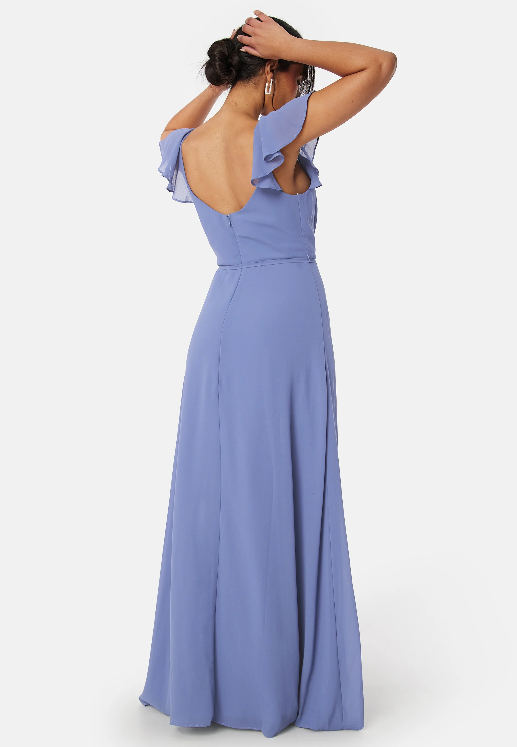 Butterfly Sleeve Draped Chiffon Gown - Image 2
