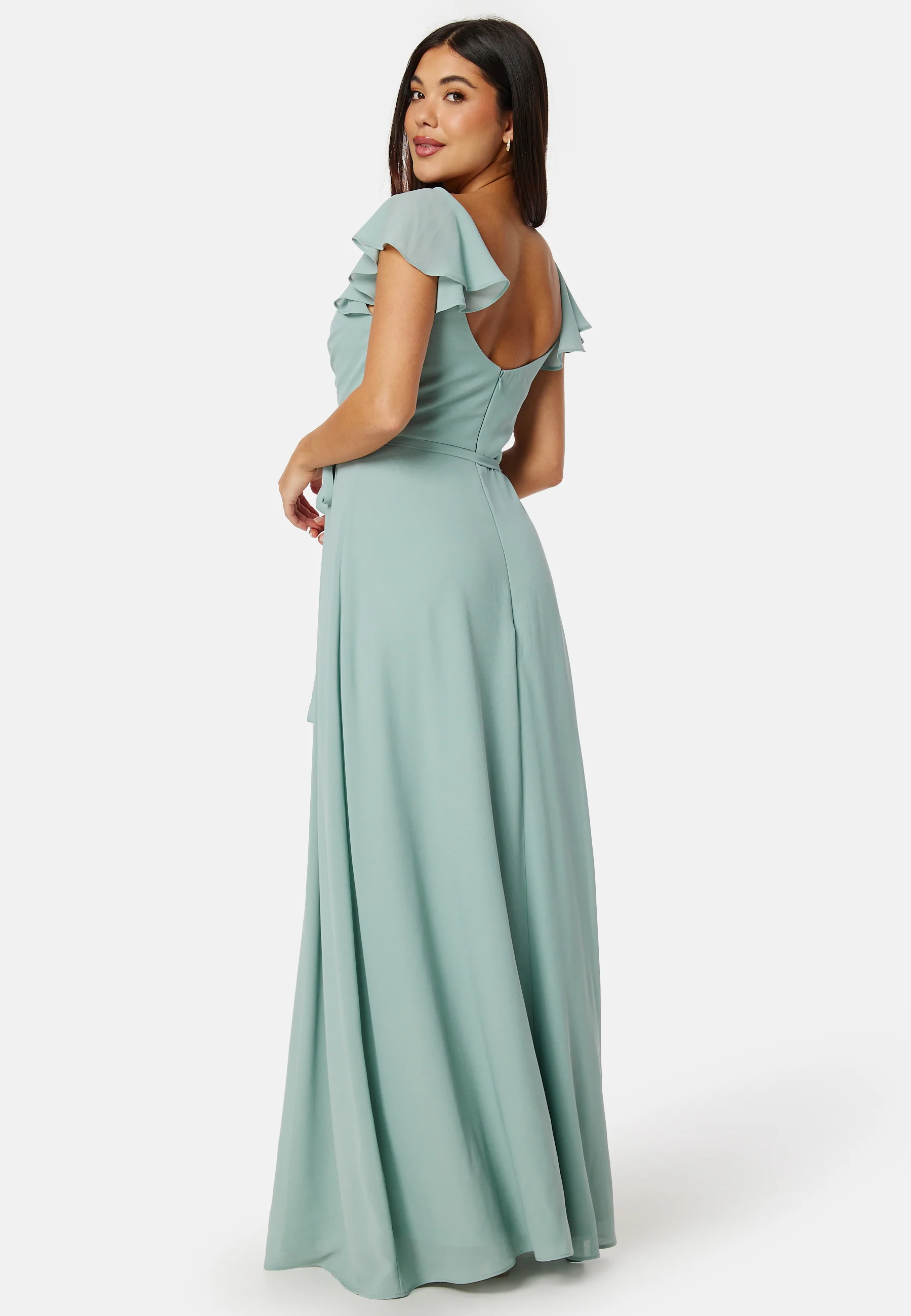 Butterfly Sleeve Draped Chiffon Gown - Image 2