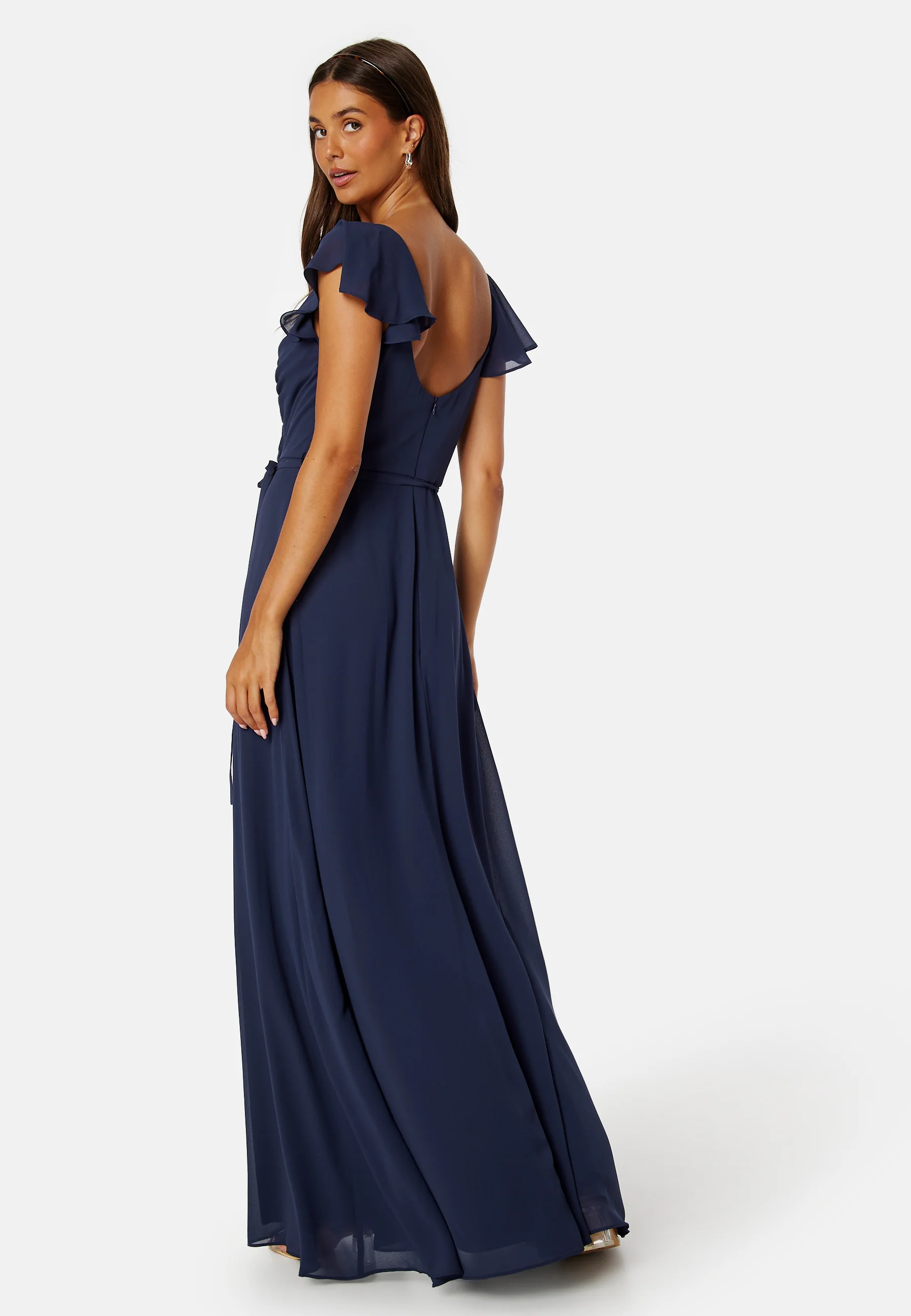 Butterfly Sleeve Draped Chiffon Gown - Image 2