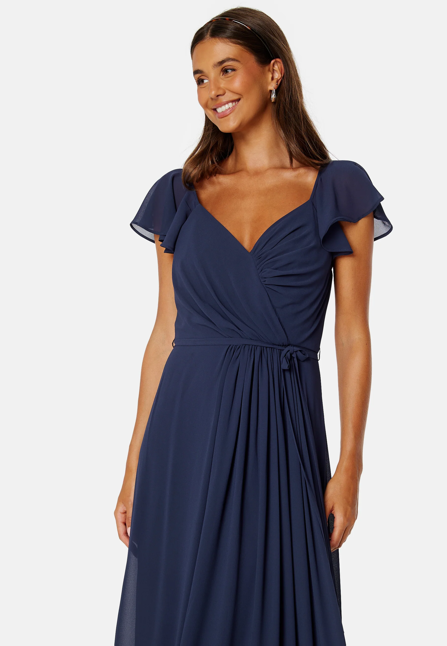 Butterfly Sleeve Draped Chiffon Gown - Image 3