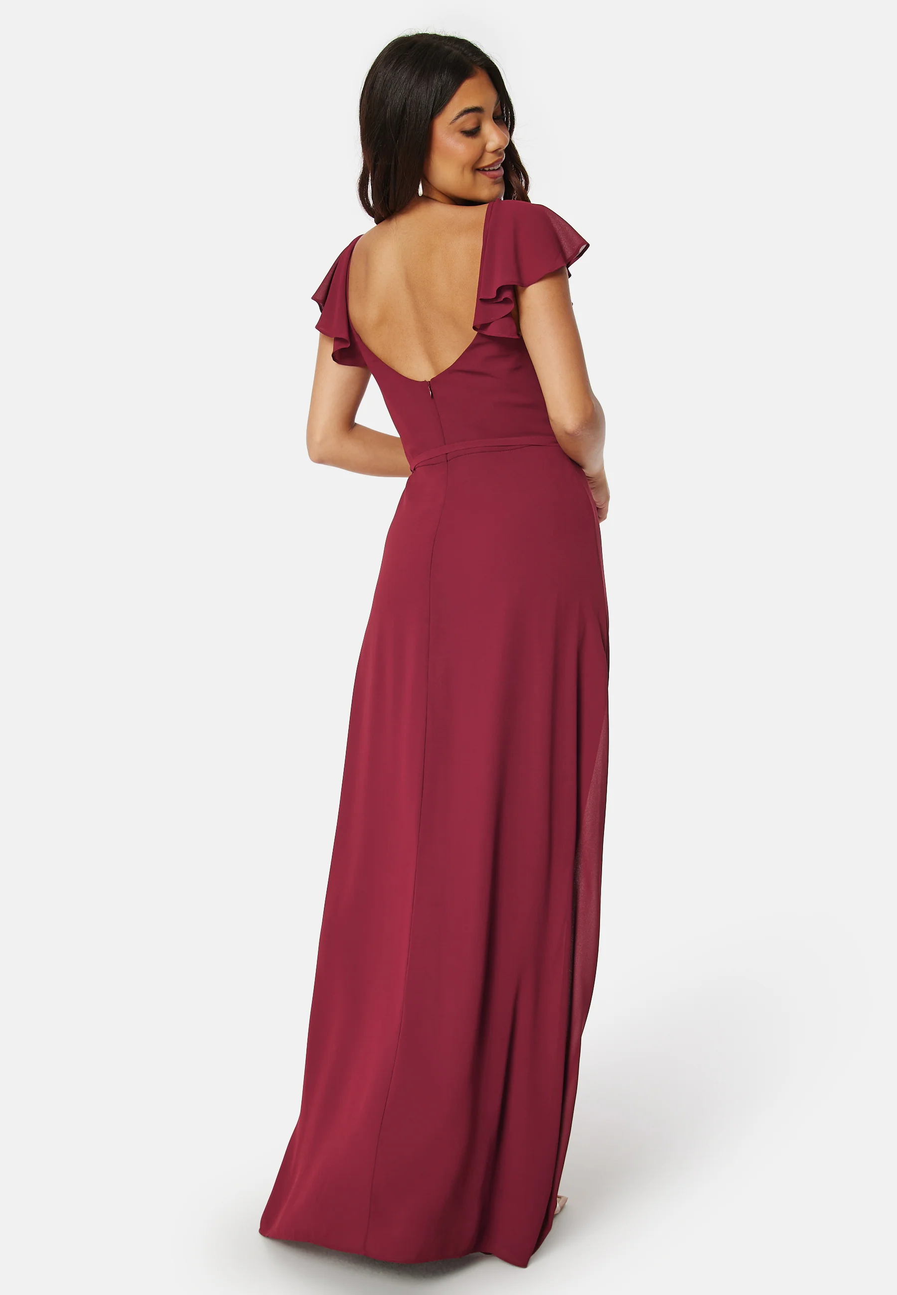 Butterfly Sleeve Draped Chiffon Gown - Image 2
